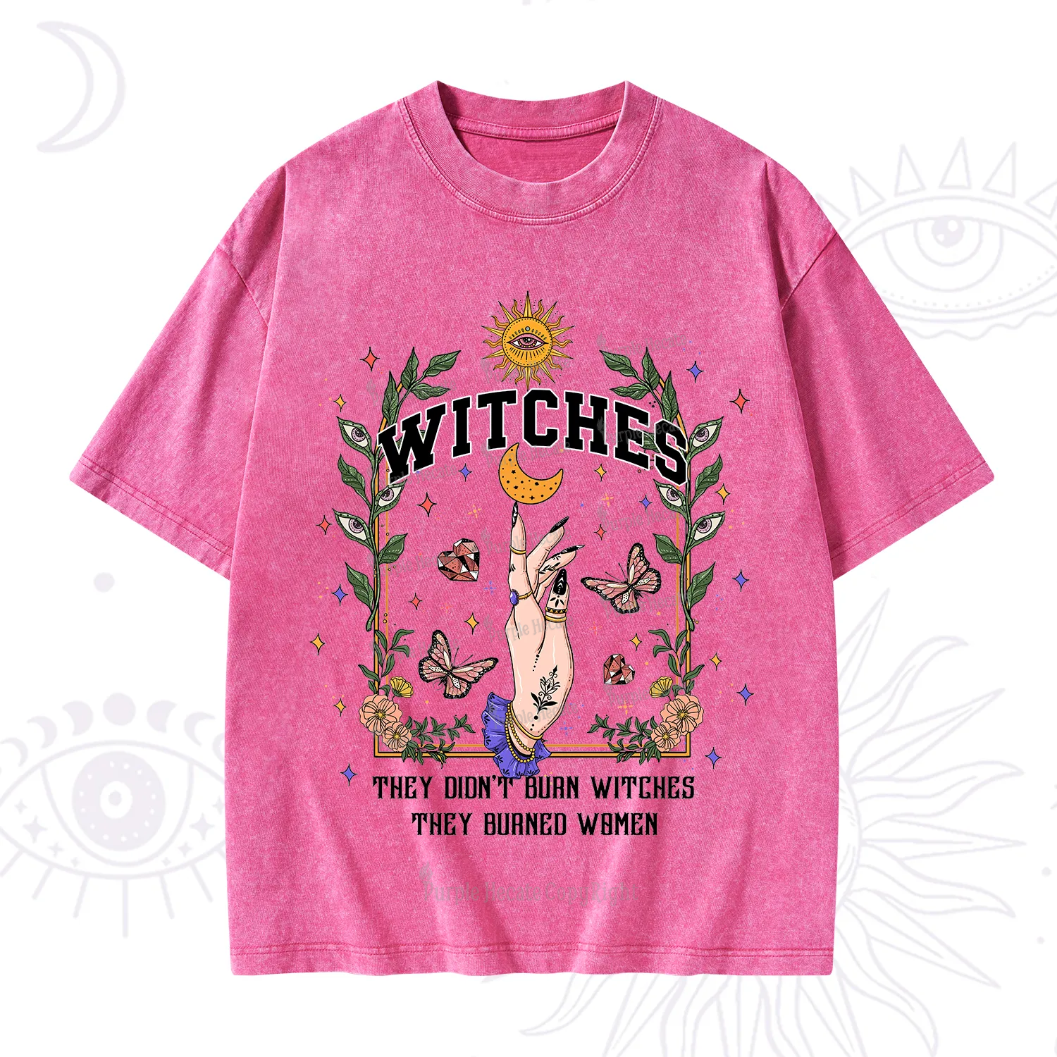 Purplehecate They Didn't Burn Witches They Burned Women Washed T-Shirt