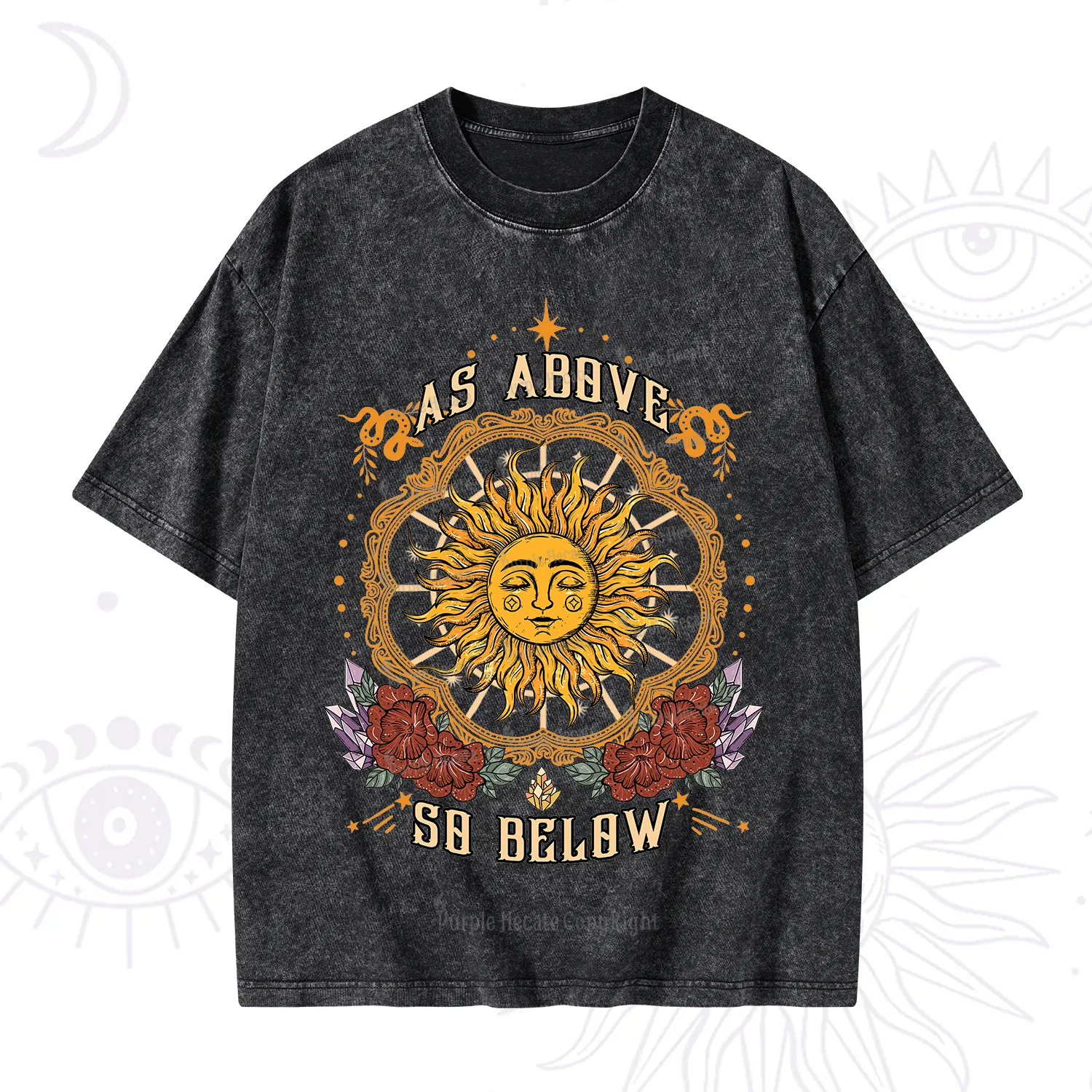 Purplehecate As Above So Below Washed T-Shirt