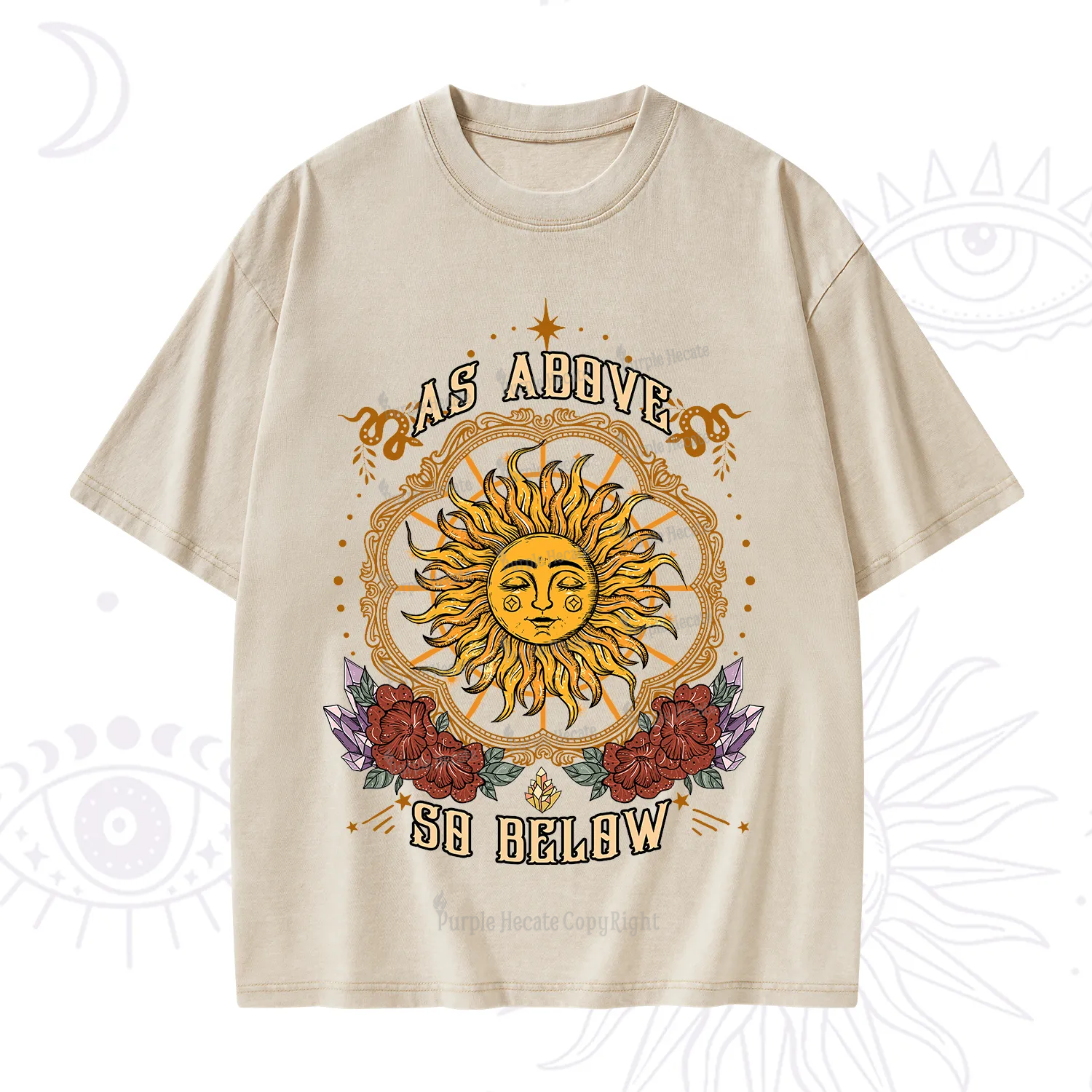 Purplehecate As Above So Below Washed T-Shirt