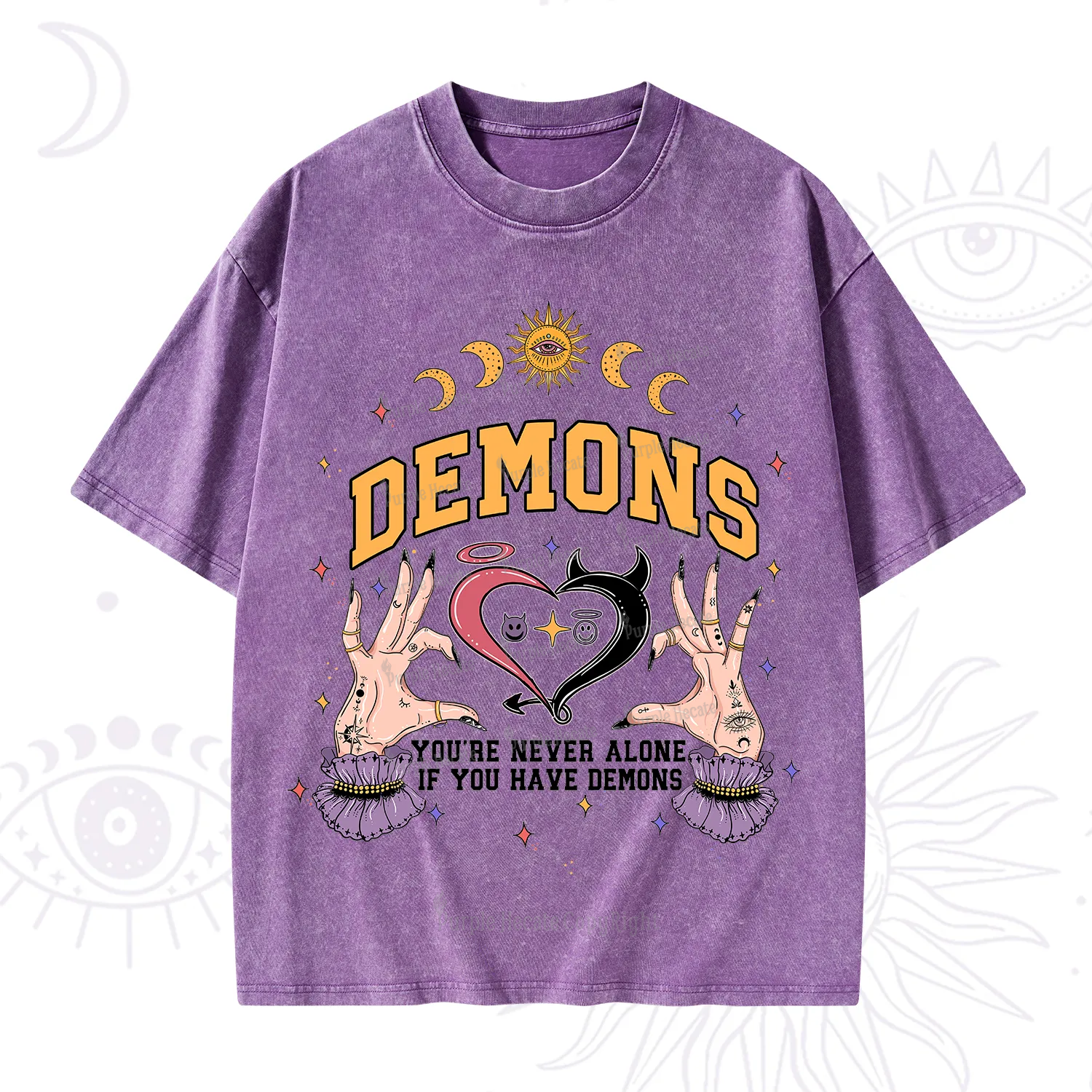 Purplehecate You're Never Alone If You Have Demons Washed T-Shirt