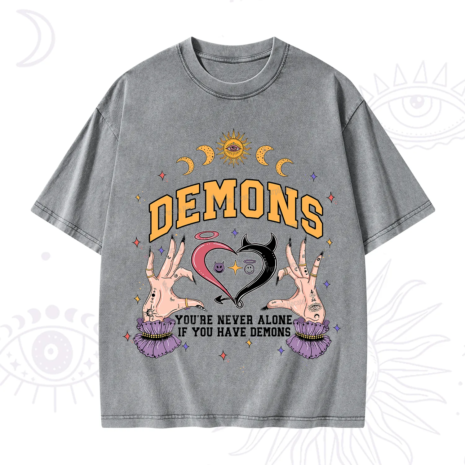 Purplehecate You're Never Alone If You Have Demons Washed T-Shirt