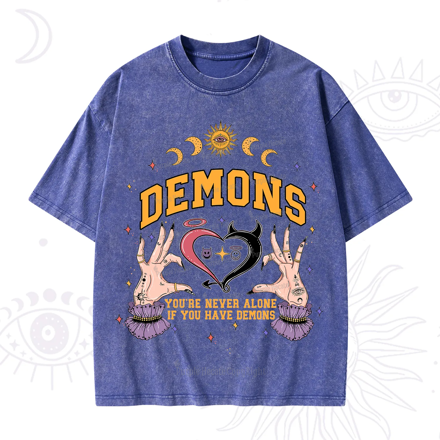 Purplehecate You're Never Alone If You Have Demons Washed T-Shirt