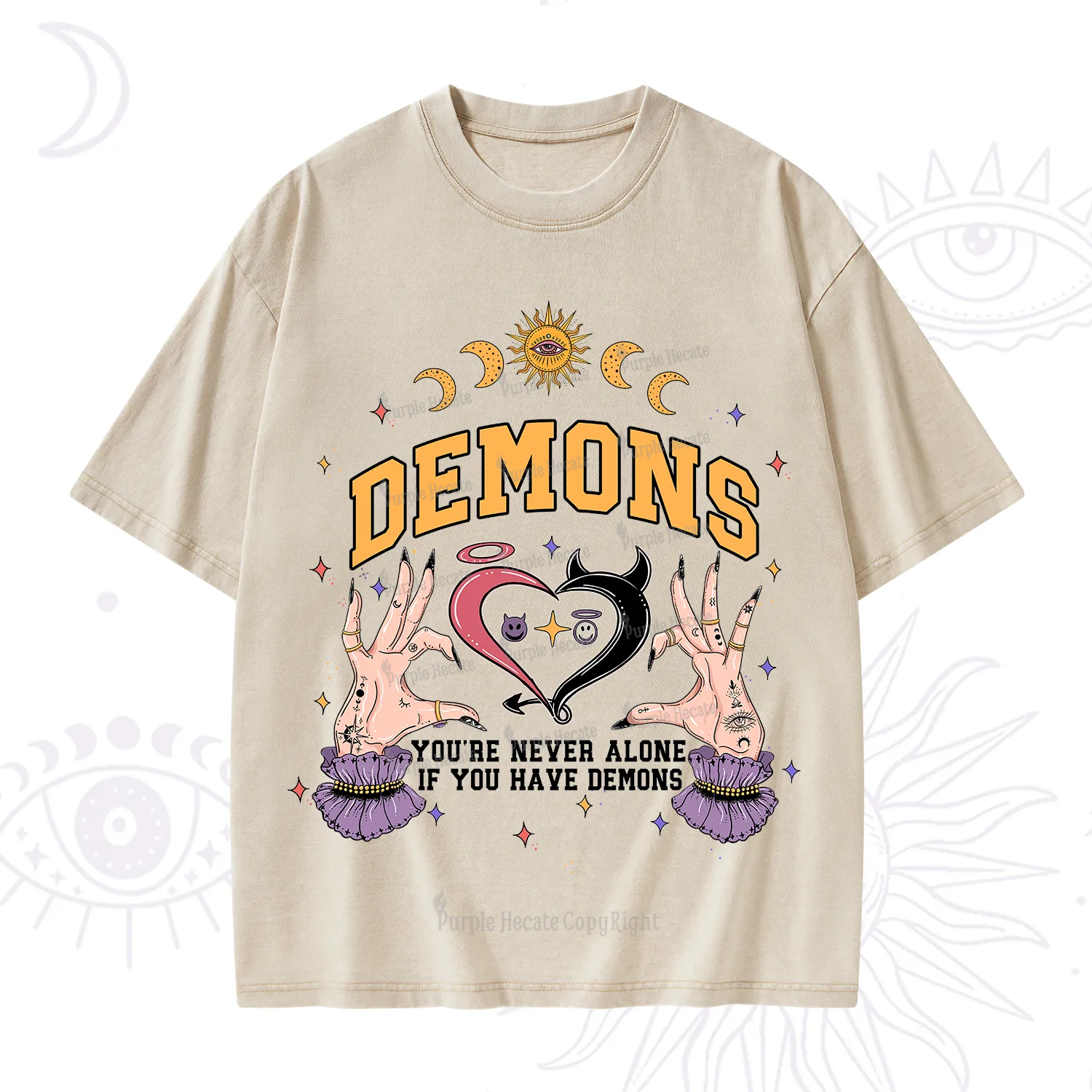 Purplehecate You're Never Alone If You Have Demons Washed T-Shirt