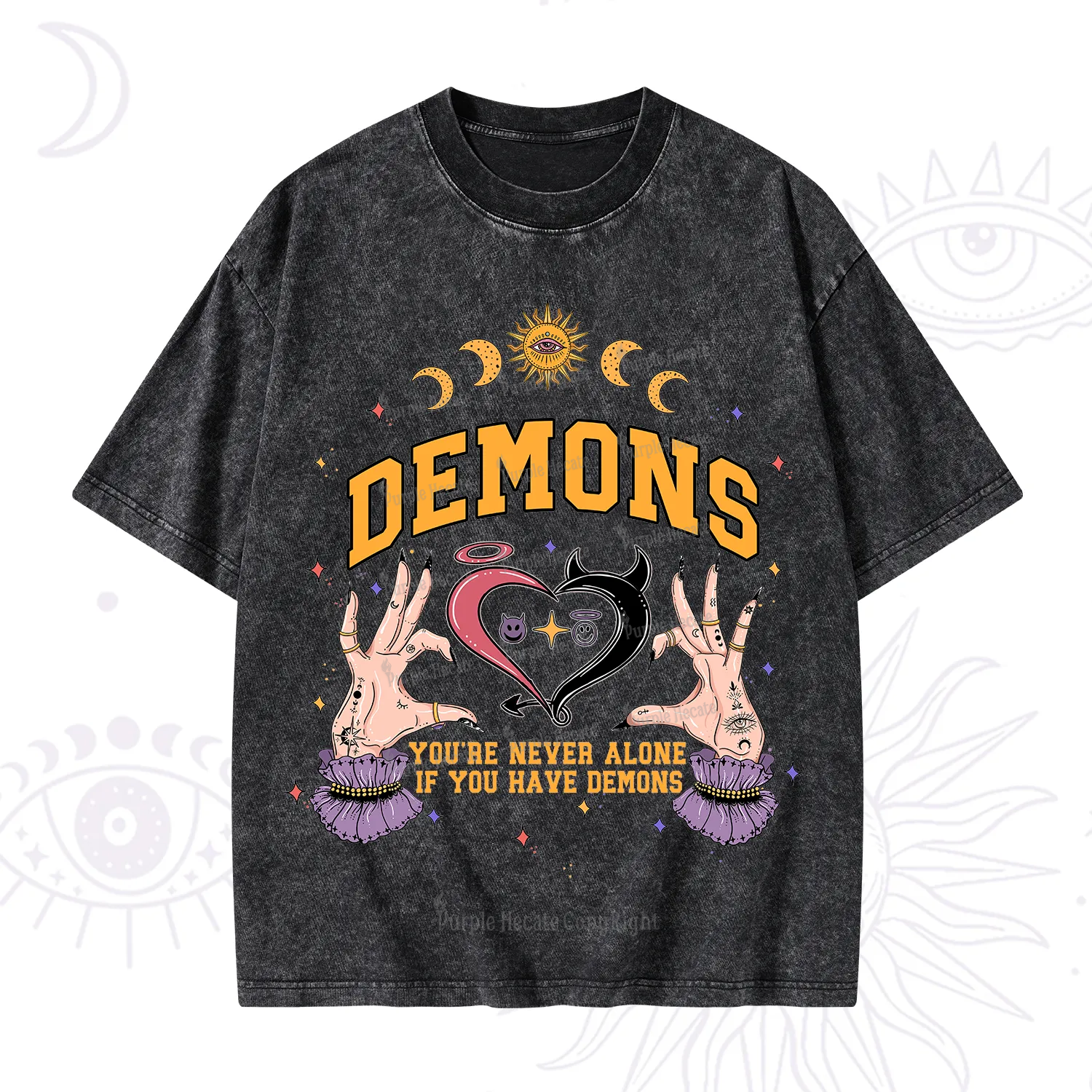 Purplehecate You're Never Alone If You Have Demons Washed T-Shirt