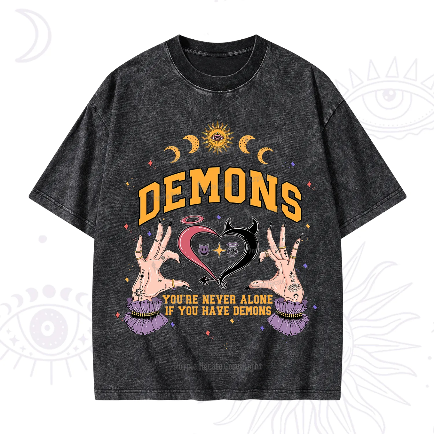 Purplehecate You're Never Alone If You Have Demons Washed T-Shirt
