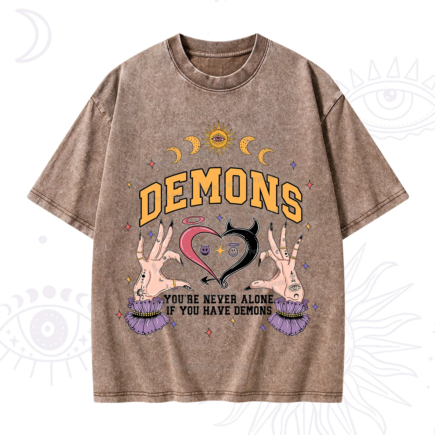 Purplehecate You're Never Alone If You Have Demons Washed T-Shirt