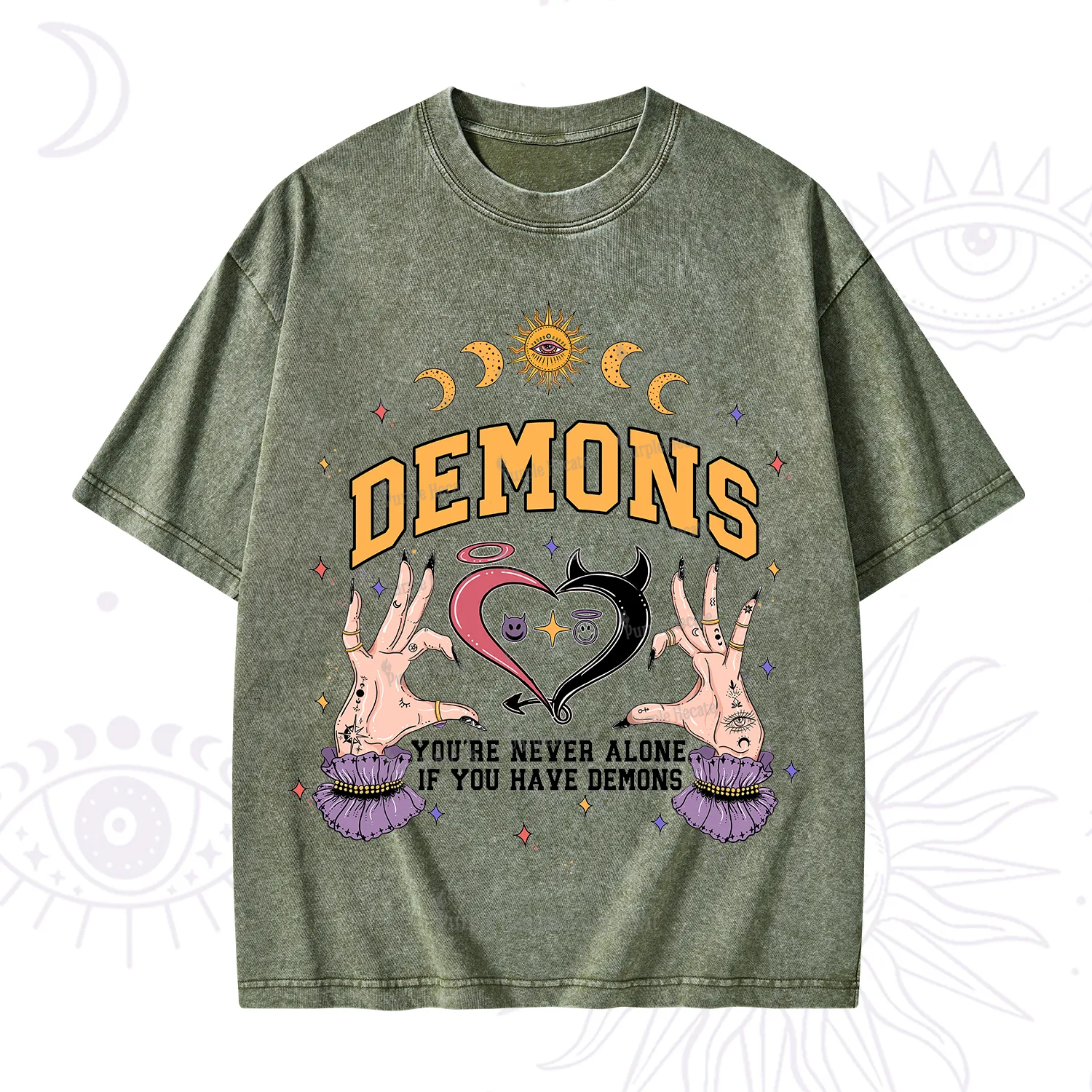 Purplehecate You're Never Alone If You Have Demons Washed T-Shirt