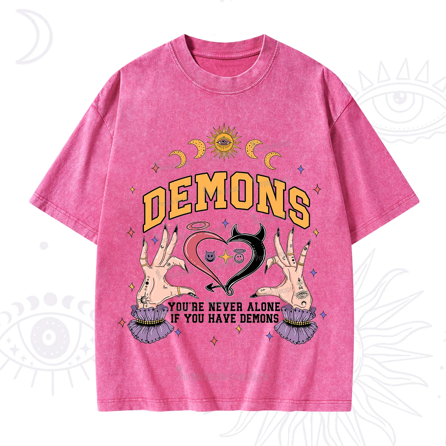 Purplehecate You're Never Alone If You Have Demons Washed T-Shirt