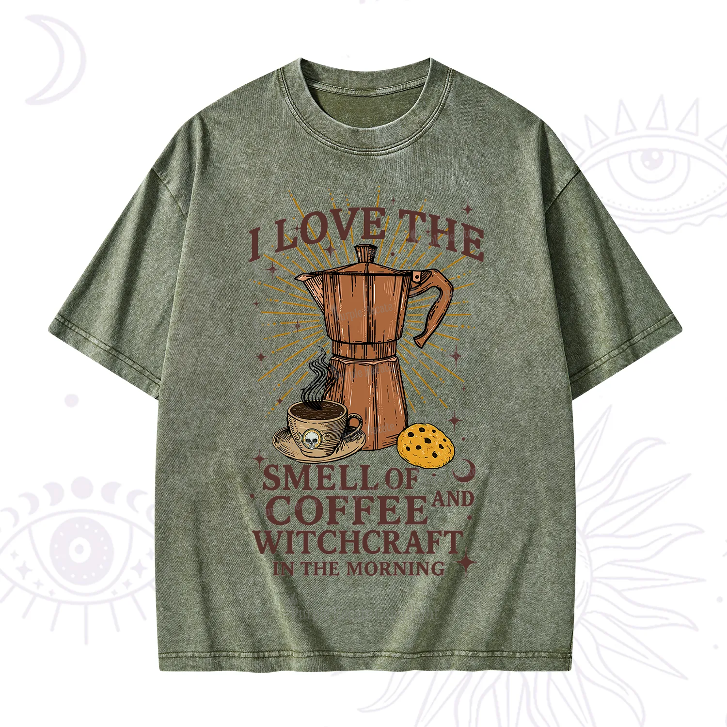 Purplehecate I Love The Smell Of Coffee And Witchcraft In The Morning Washed T-Shirt