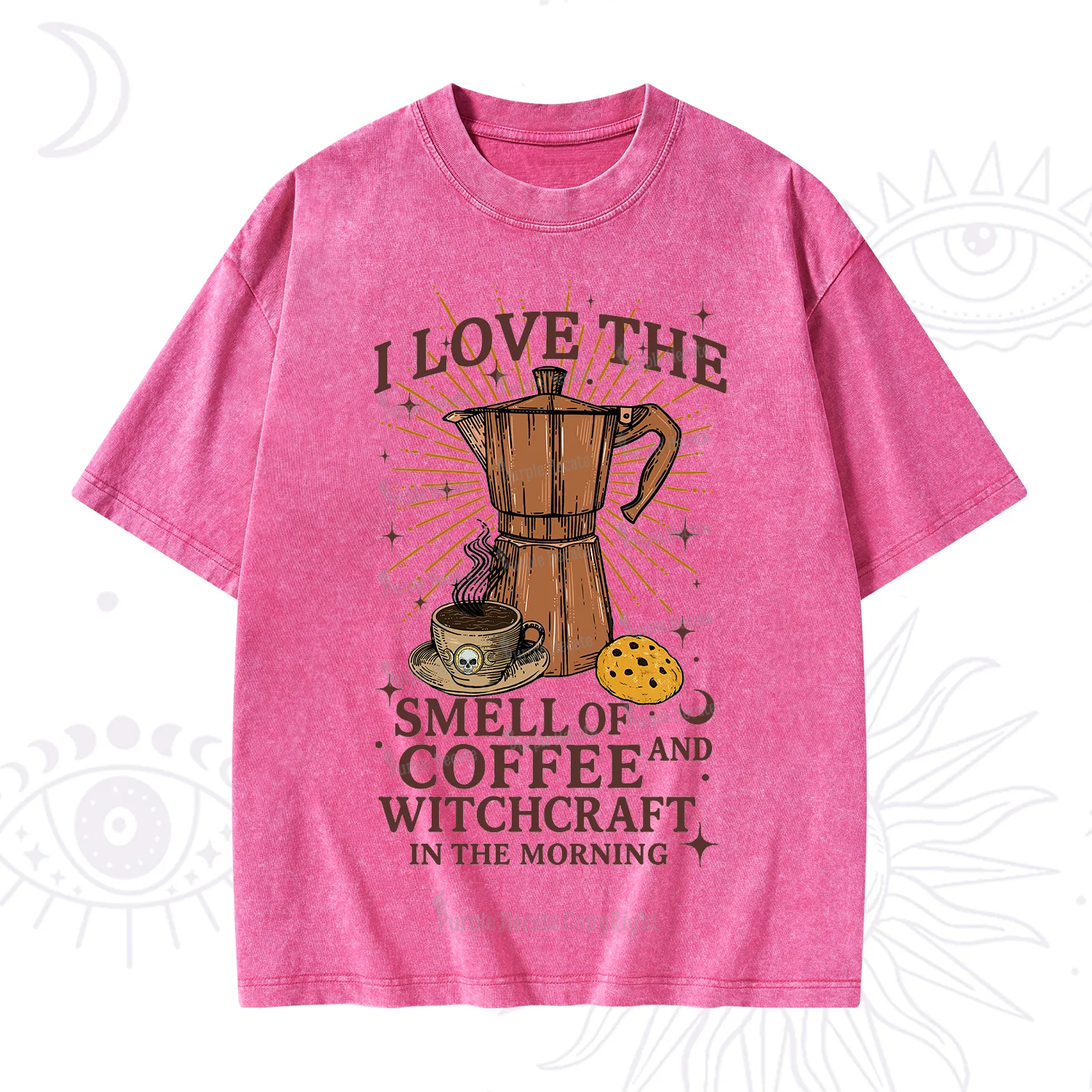 Purplehecate I Love The Smell Of Coffee And Witchcraft In The Morning Washed T-Shirt