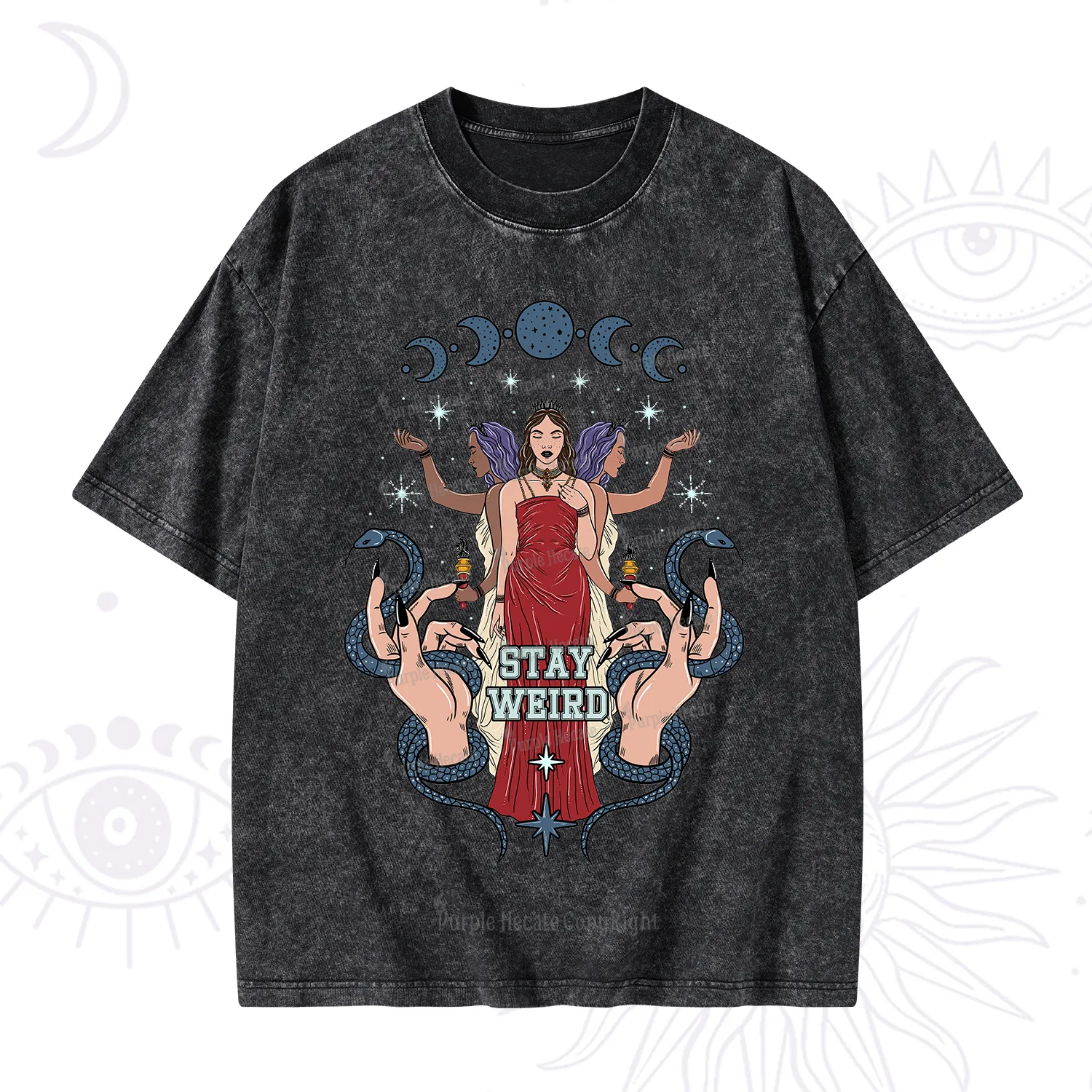 Purplehecate Stay Weird Goddess Washed T-Shirt