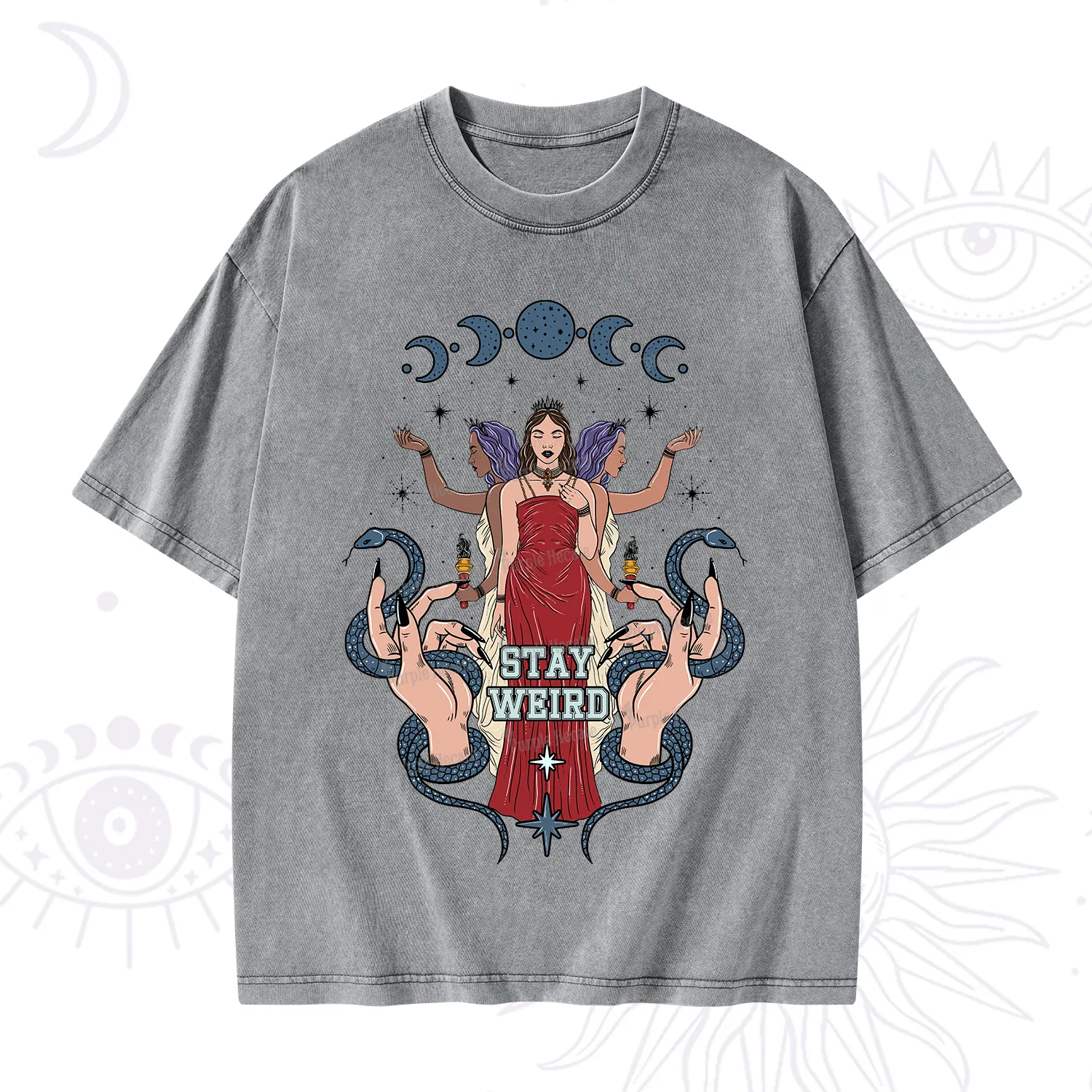 Purplehecate Stay Weird Goddess Washed T-Shirt