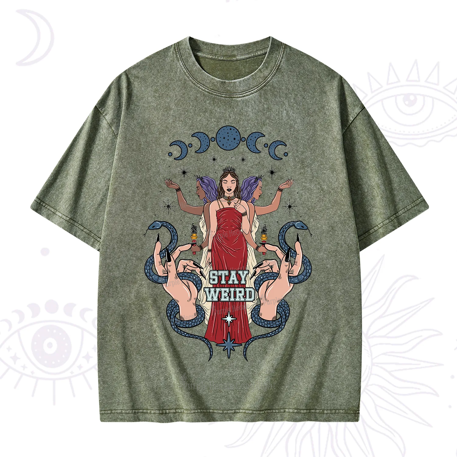 Purplehecate Stay Weird Goddess Washed T-Shirt