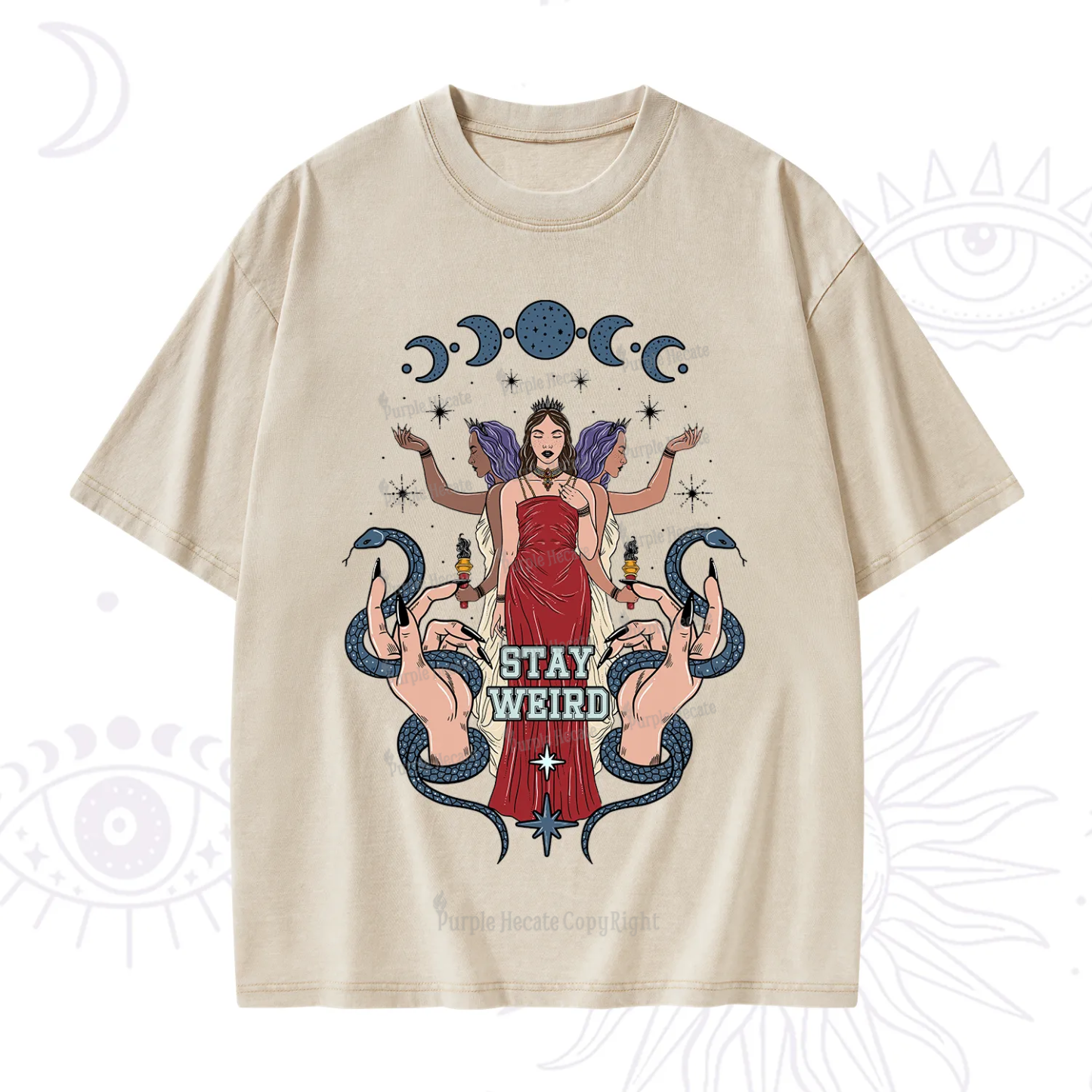 Purplehecate Stay Weird Goddess Washed T-Shirt