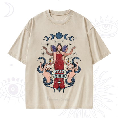 Purplehecate Stay Weird Goddess Washed T-Shirt