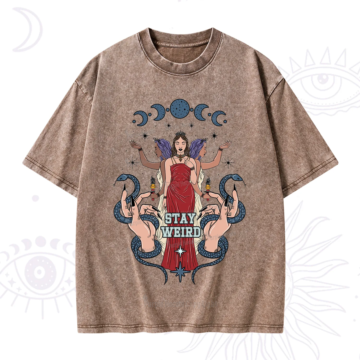 Purplehecate Stay Weird Goddess Washed T-Shirt