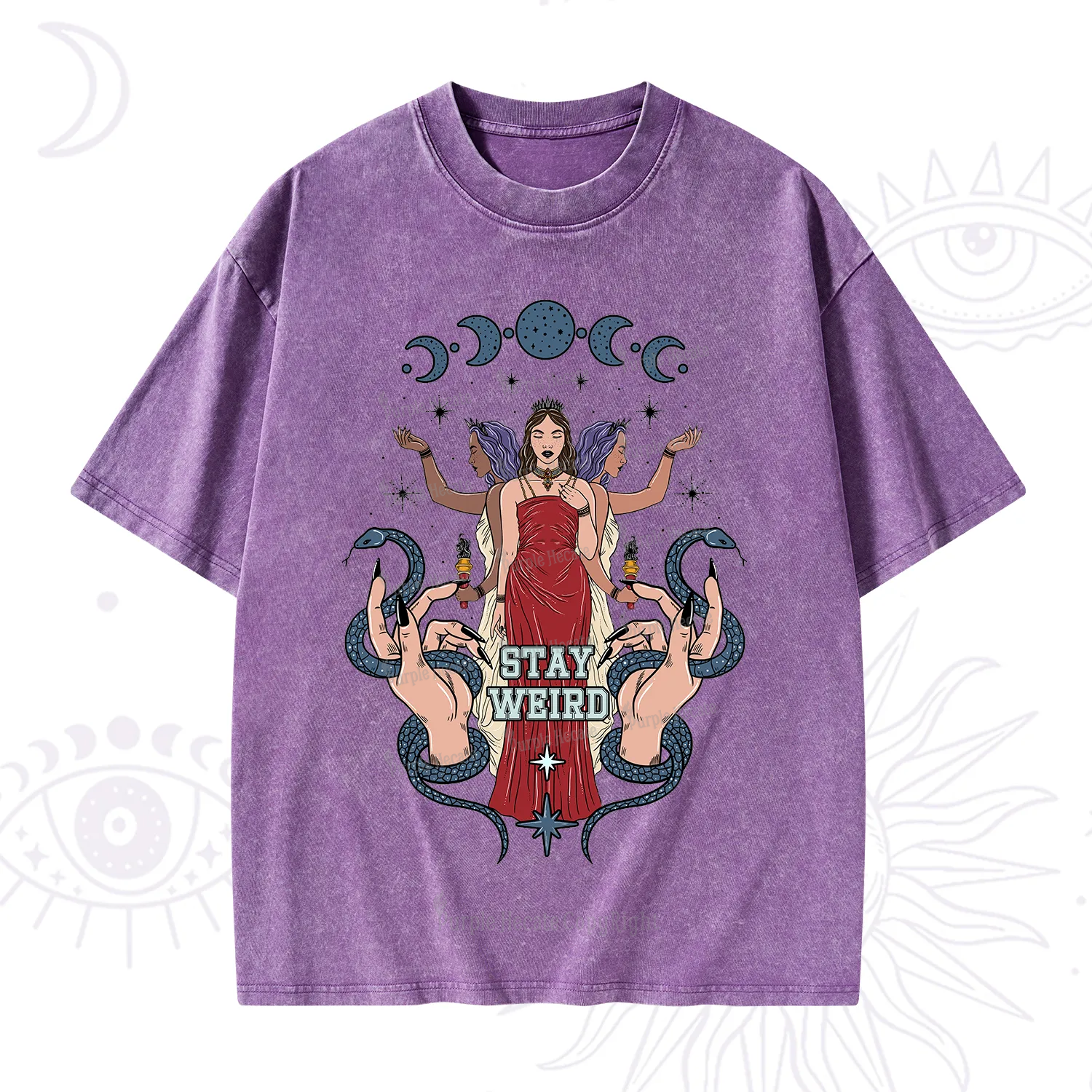 Purplehecate Stay Weird Goddess Washed T-Shirt