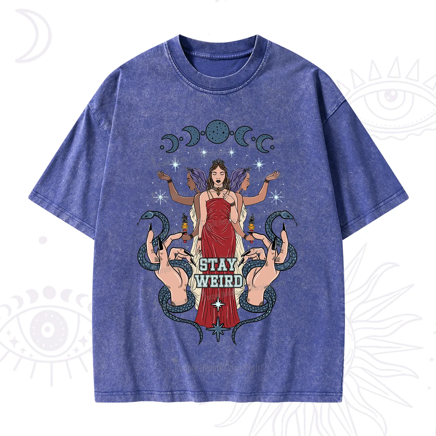 Purplehecate Stay Weird Goddess Washed T-Shirt