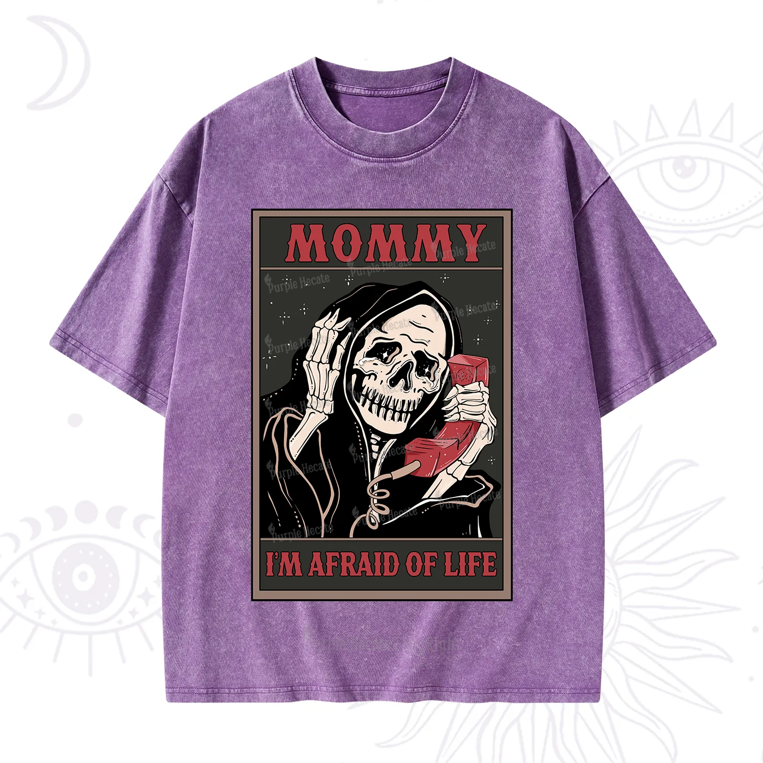 Purplehecate The Mommy I'm Afraid Of Life Oracle Card Washed T-Shirt