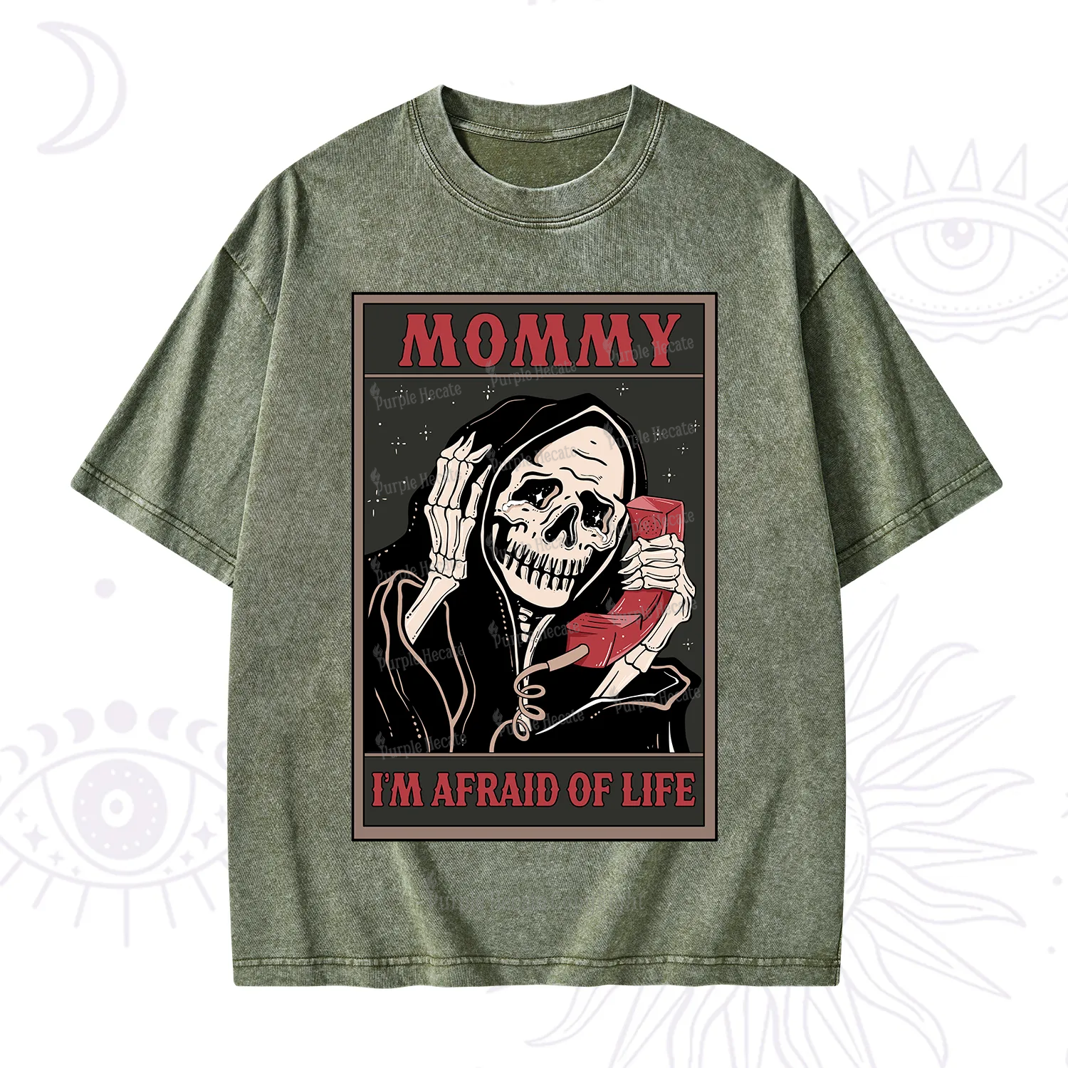 Purplehecate The Mommy I'm Afraid Of Life Oracle Card Washed T-Shirt