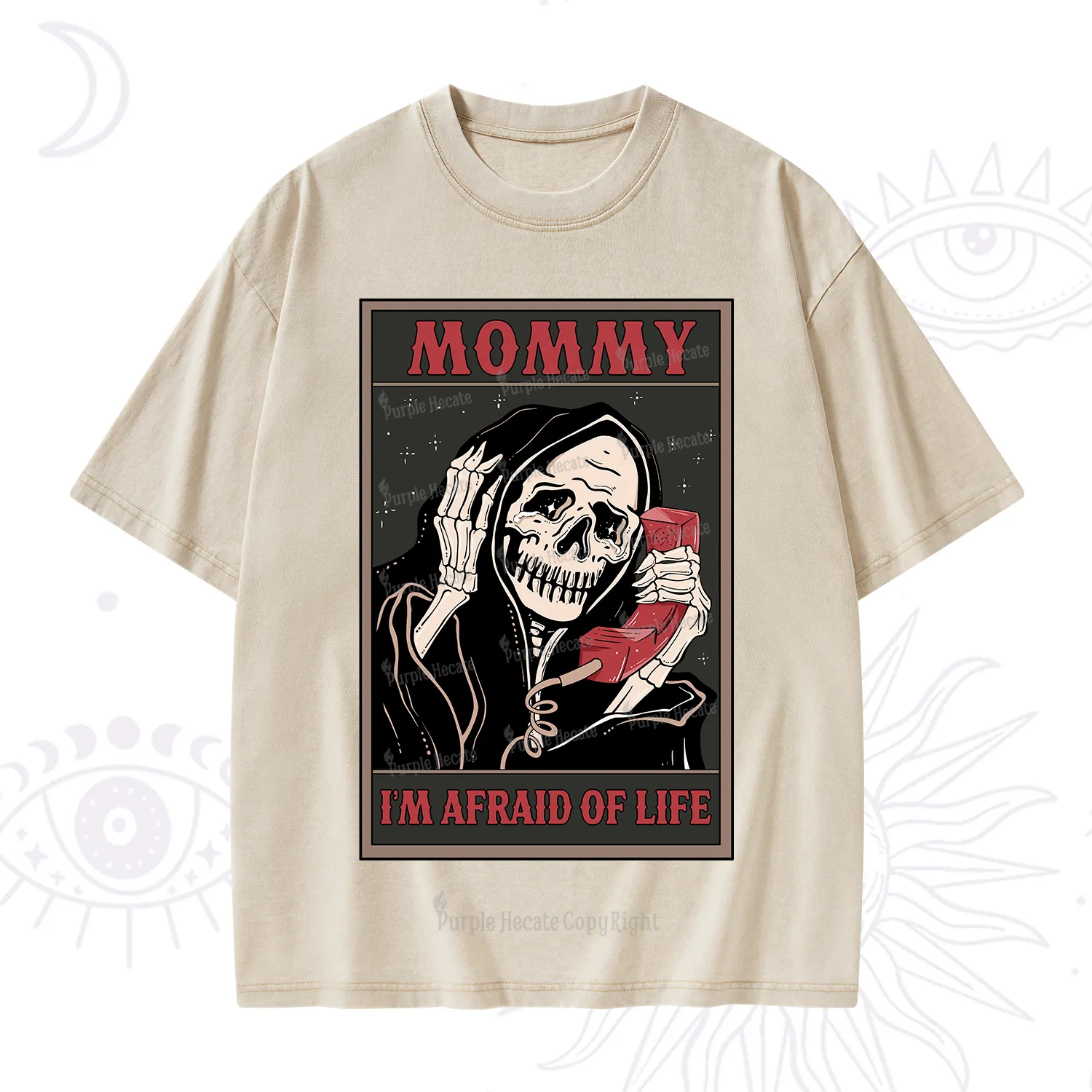 Purplehecate The Mommy I'm Afraid Of Life Oracle Card Washed T-Shirt