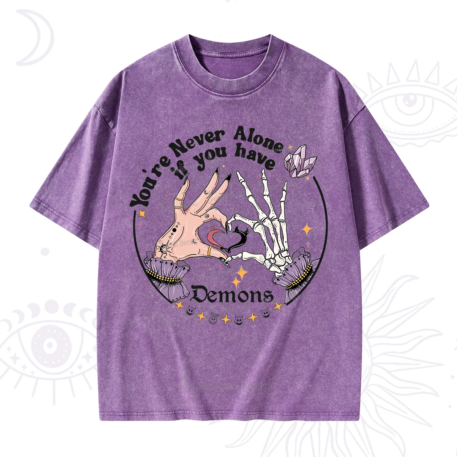 Purplehecate You're Never Alone If You Have Demons Washed T-Shirt