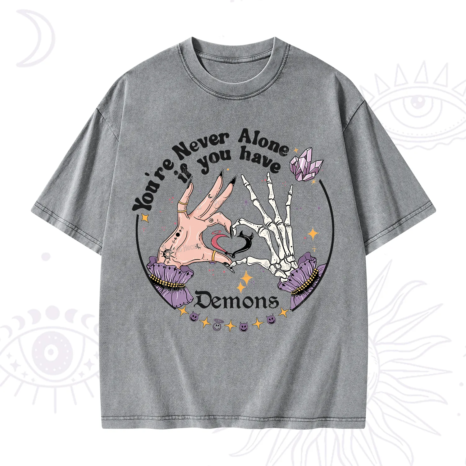 Purplehecate You're Never Alone If You Have Demons Washed T-Shirt