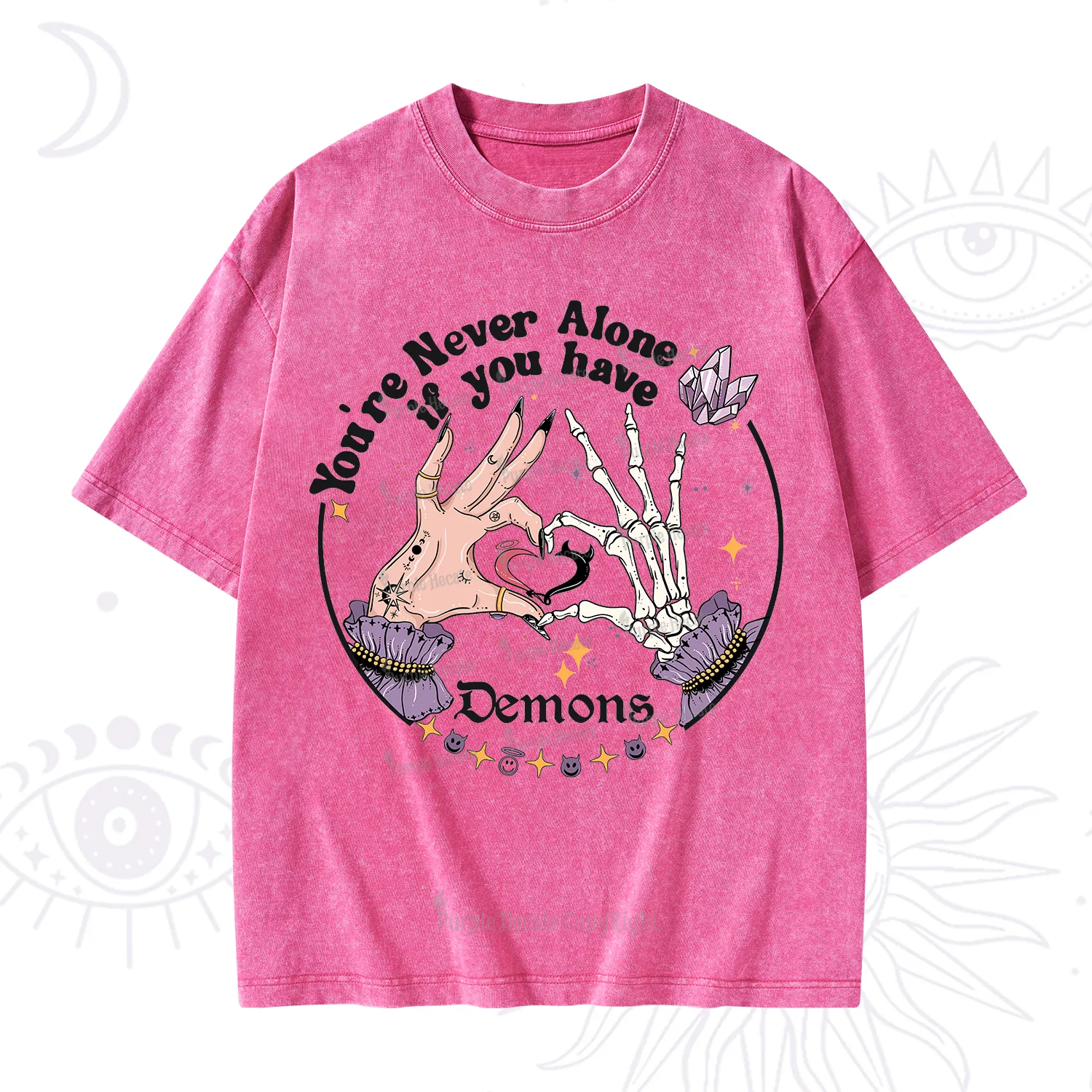Purplehecate You're Never Alone If You Have Demons Washed T-Shirt