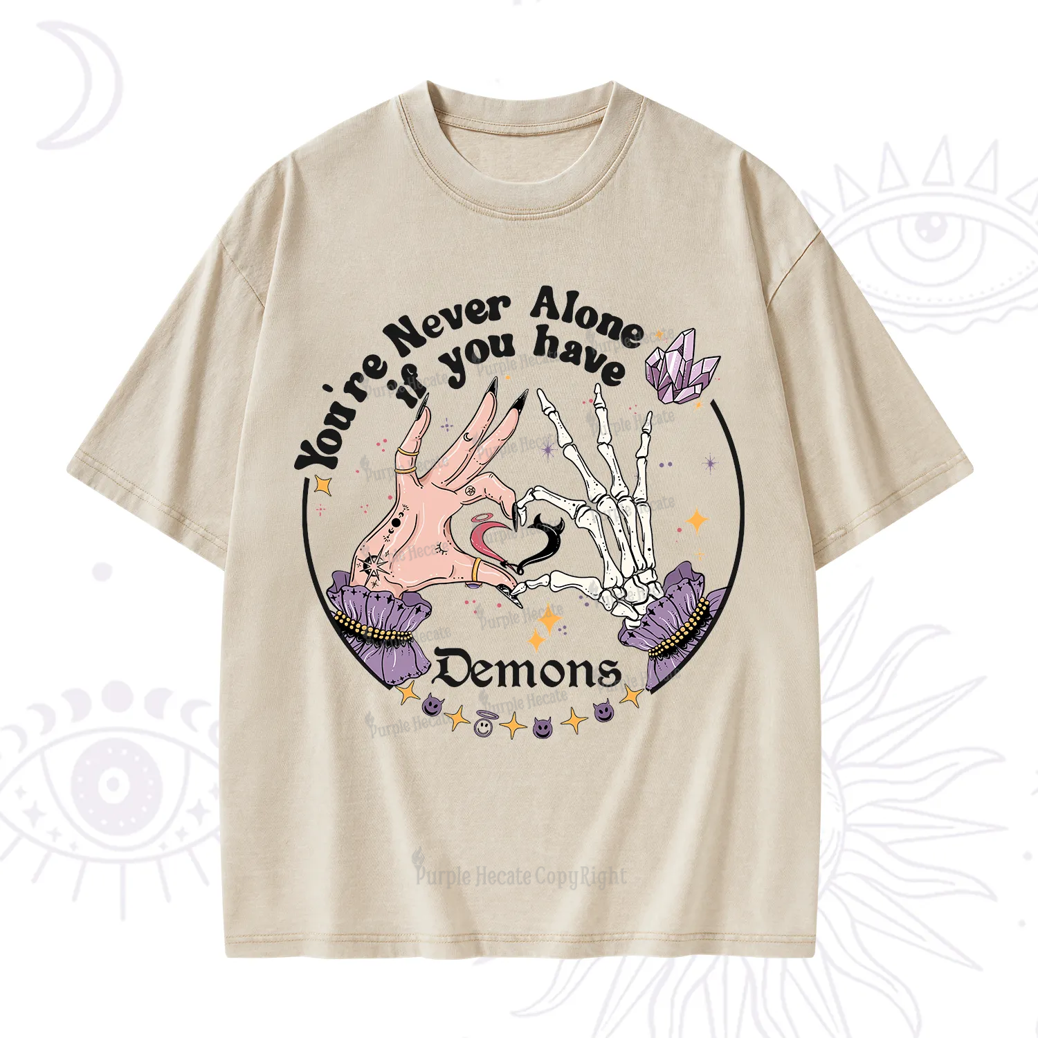 Purplehecate You're Never Alone If You Have Demons Washed T-Shirt