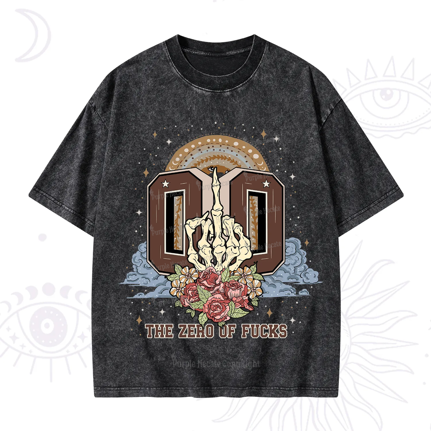 Purplehecate The Zero of Fucks No Apologies Washed T-Shirt