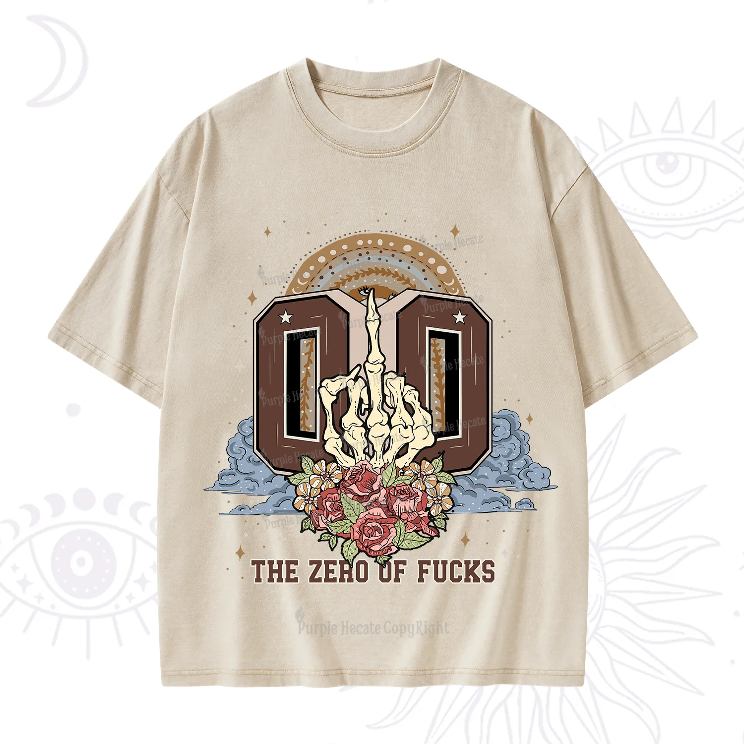 Purplehecate The Zero of Fucks No Apologies Washed T-Shirt