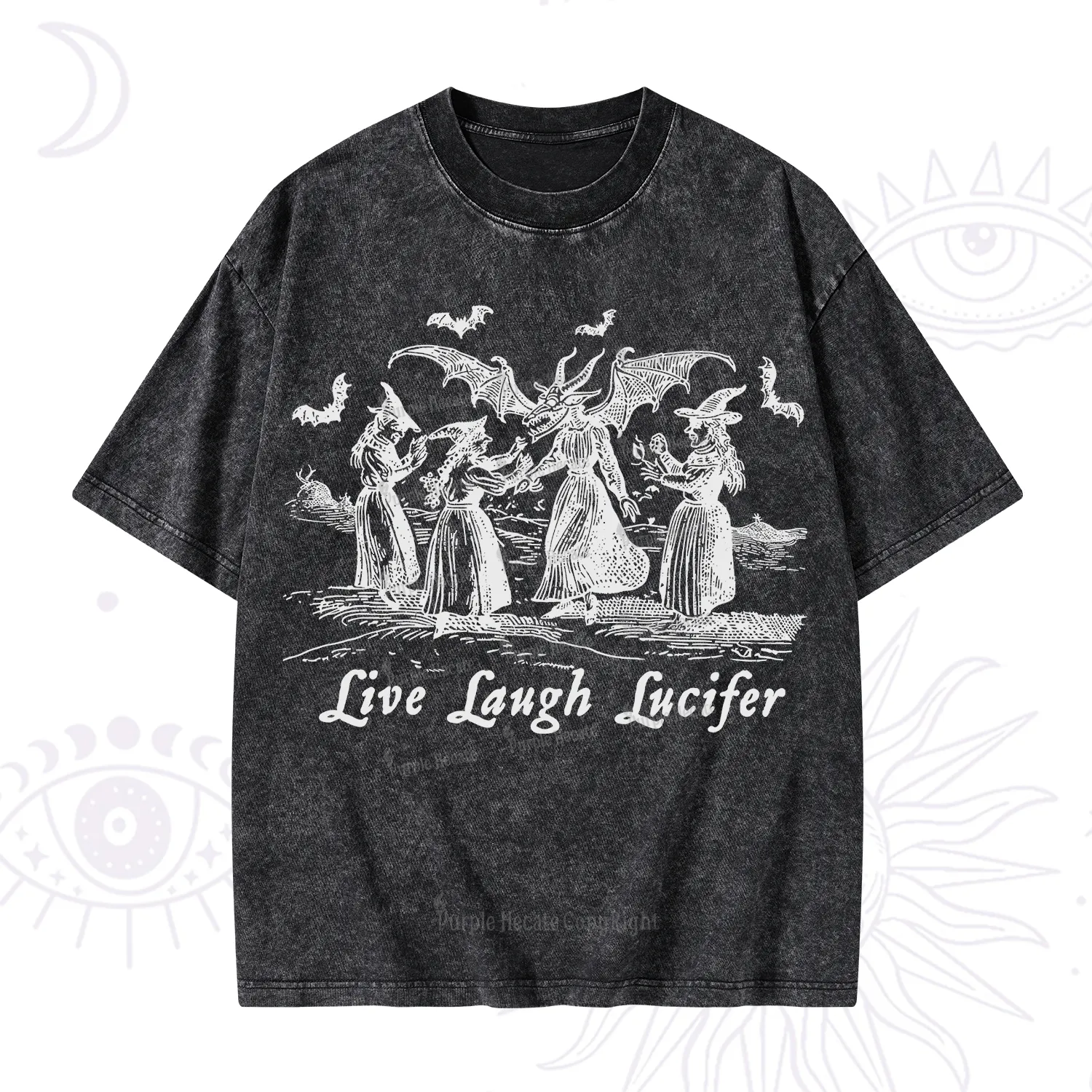 Purplehecate Live Laugh Lucifer Occult Washed T-Shirt