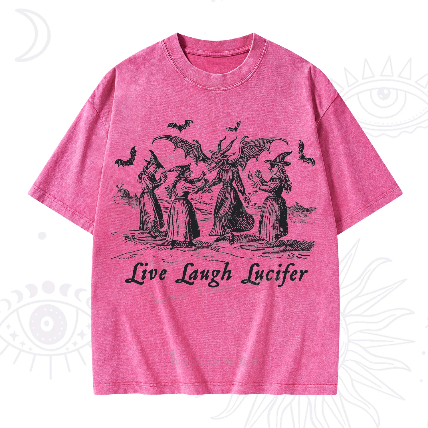 Purplehecate Live Laugh Lucifer Occult Washed T-Shirt