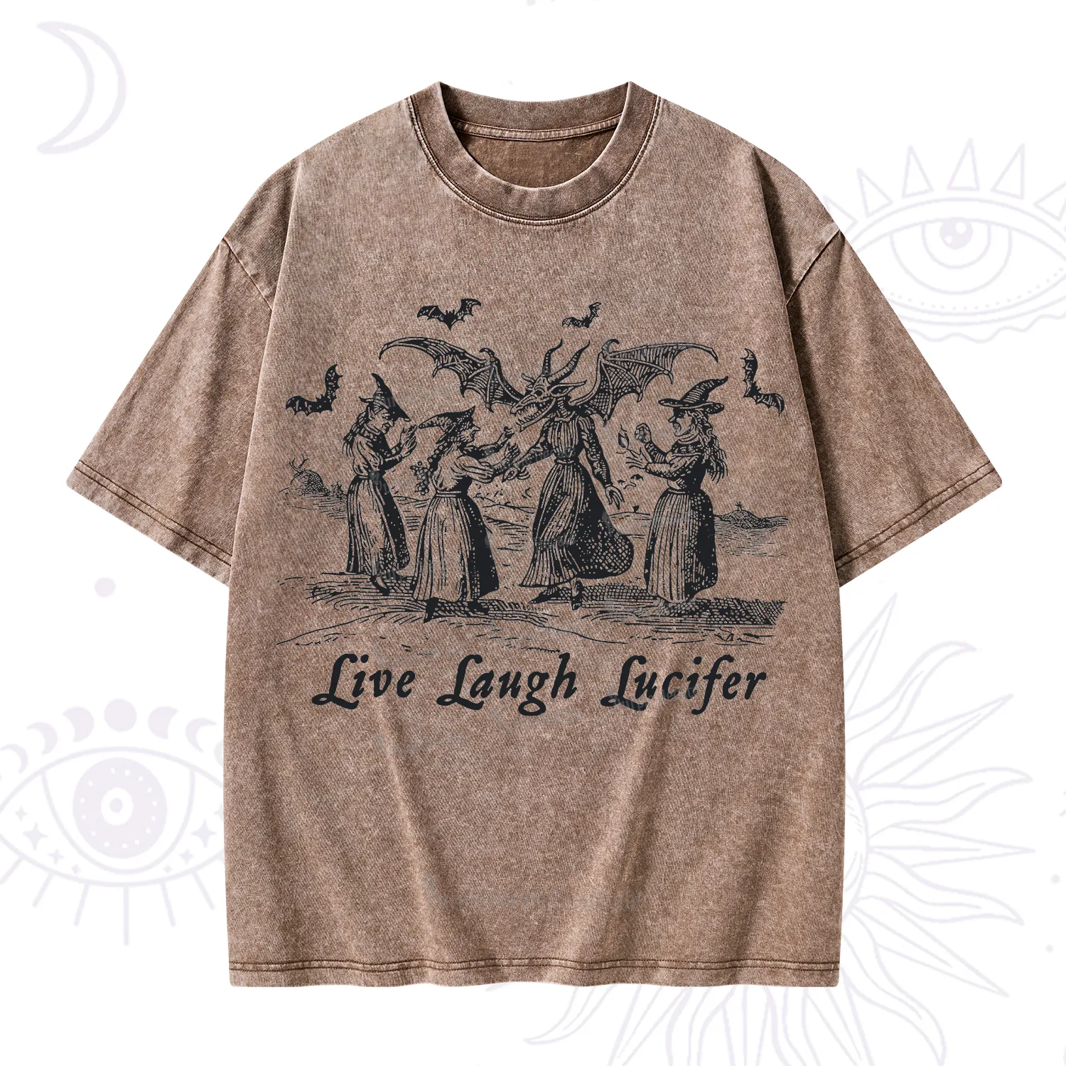 Purplehecate Live Laugh Lucifer Occult Washed T-Shirt