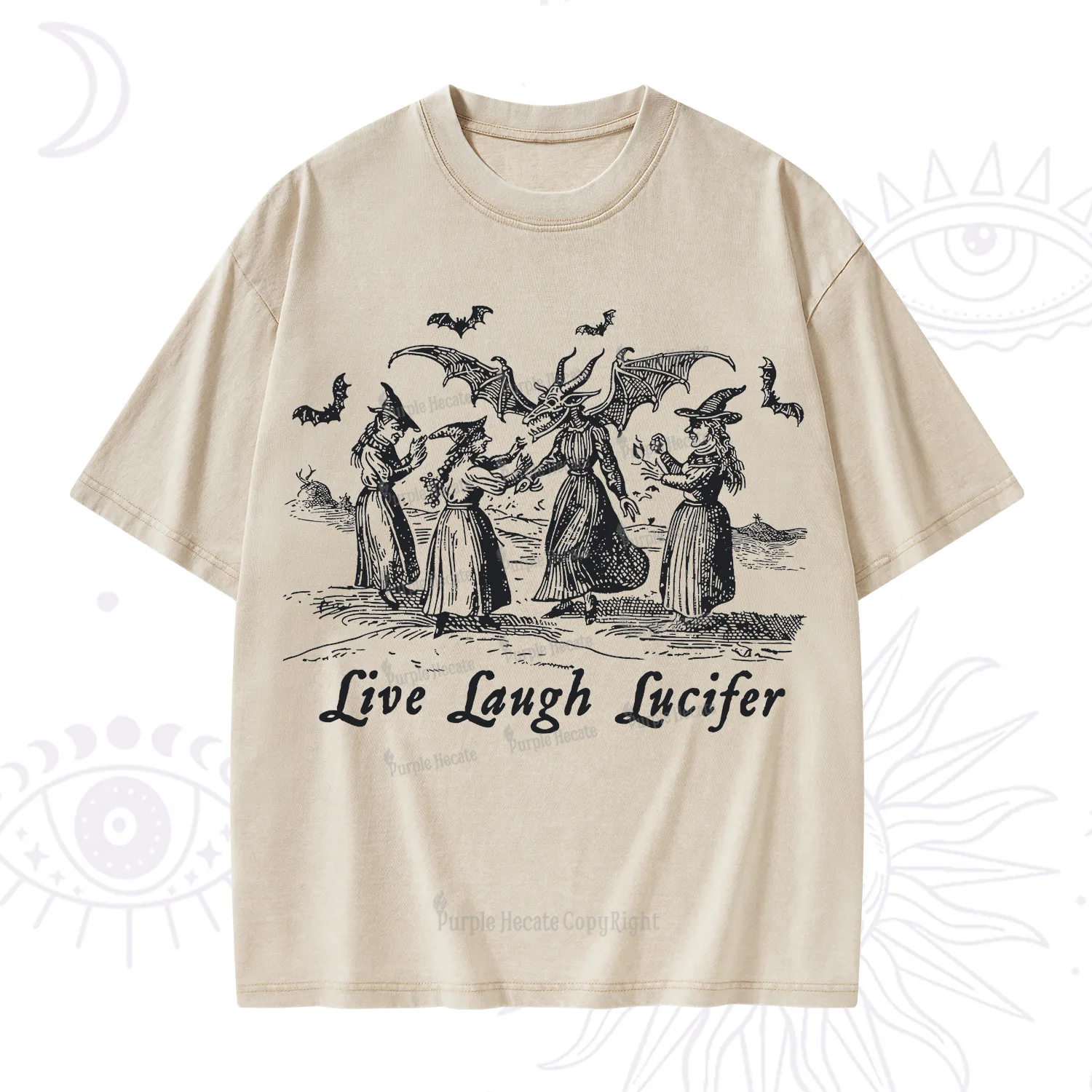 Purplehecate Live Laugh Lucifer Occult Washed T-Shirt