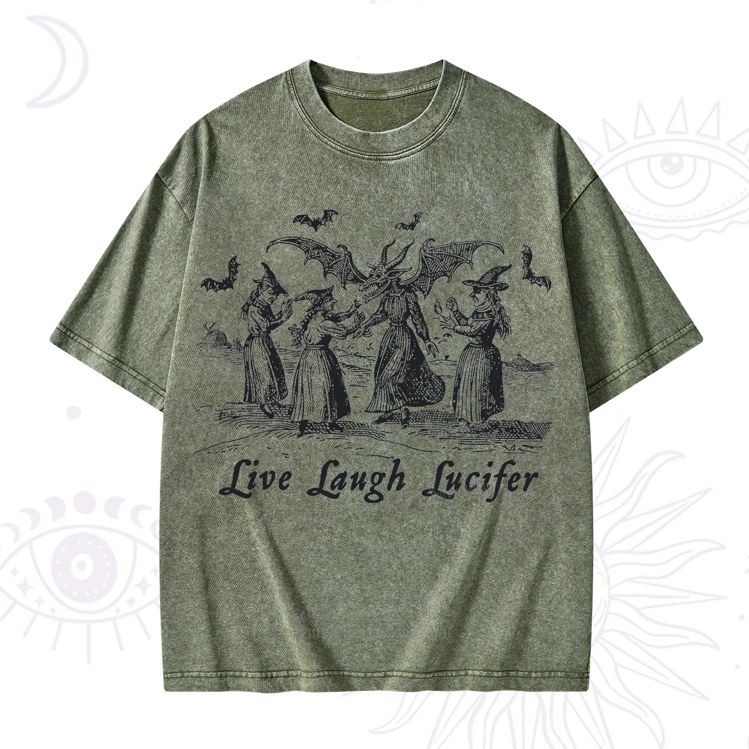 Purplehecate Live Laugh Lucifer Occult Washed T-Shirt