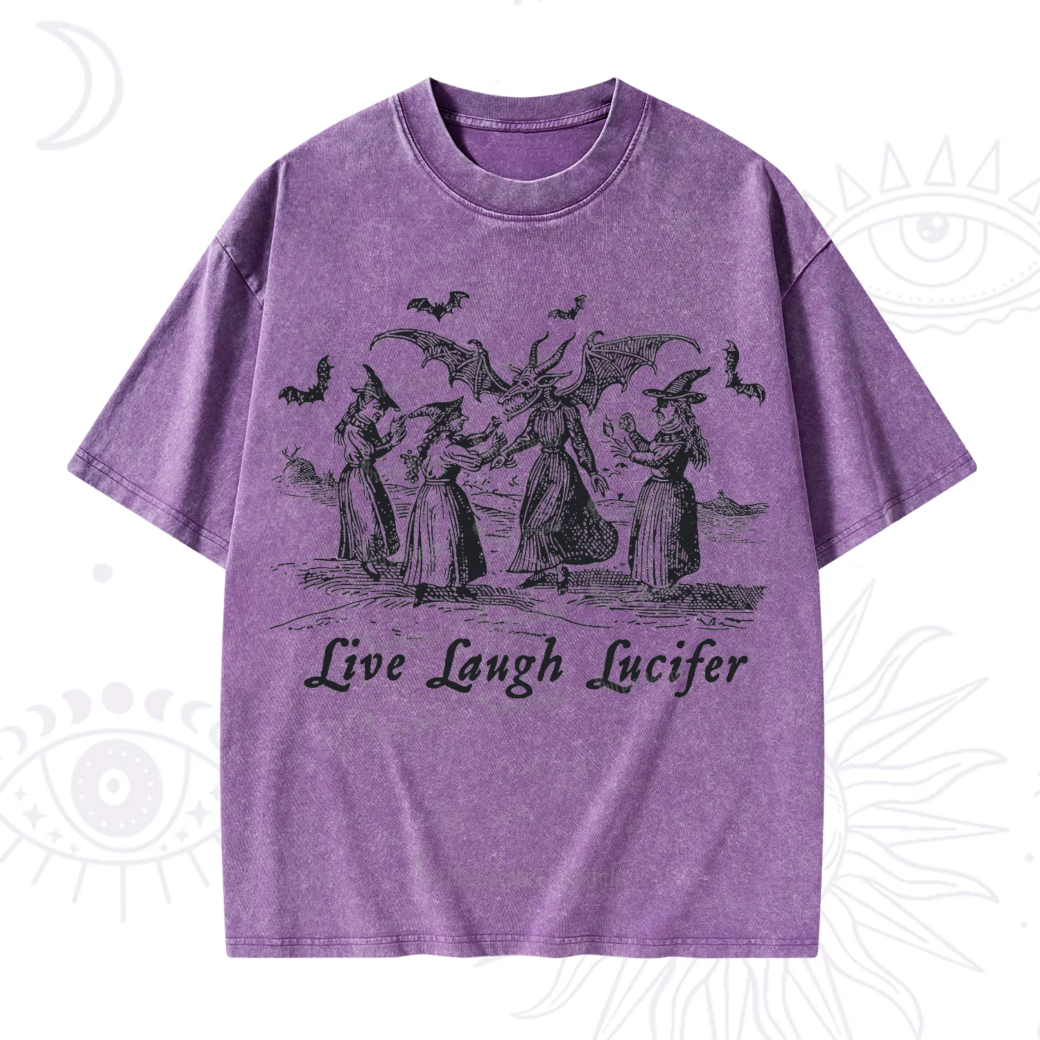 Purplehecate Live Laugh Lucifer Occult Washed T-Shirt