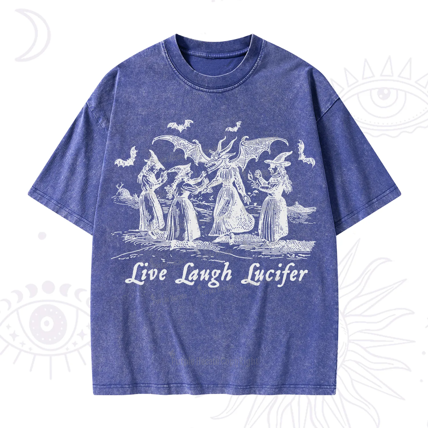 Purplehecate Live Laugh Lucifer Occult Washed T-Shirt