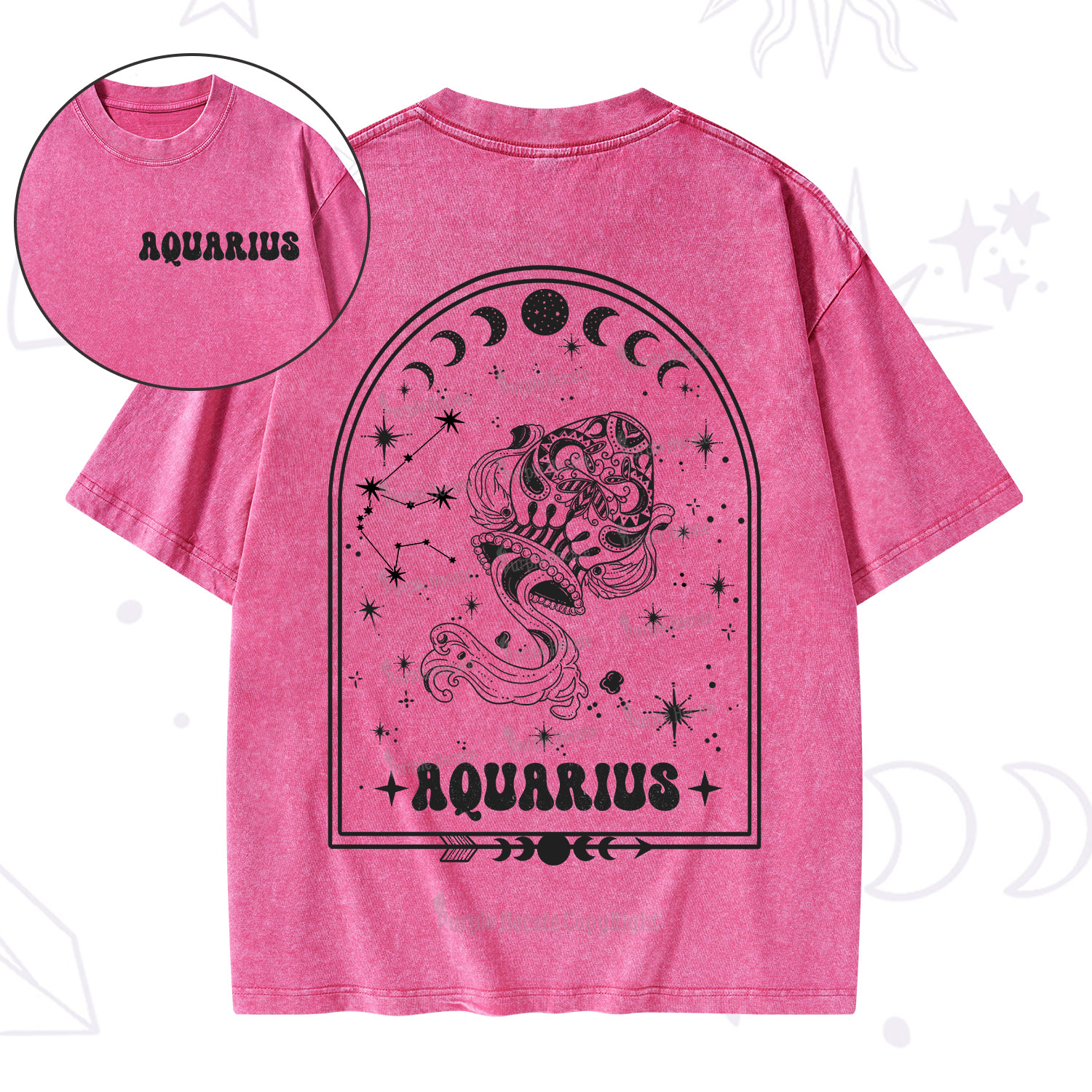 Purplehecate Zodiac Aquarius Under the Stars Washed T-Shirt