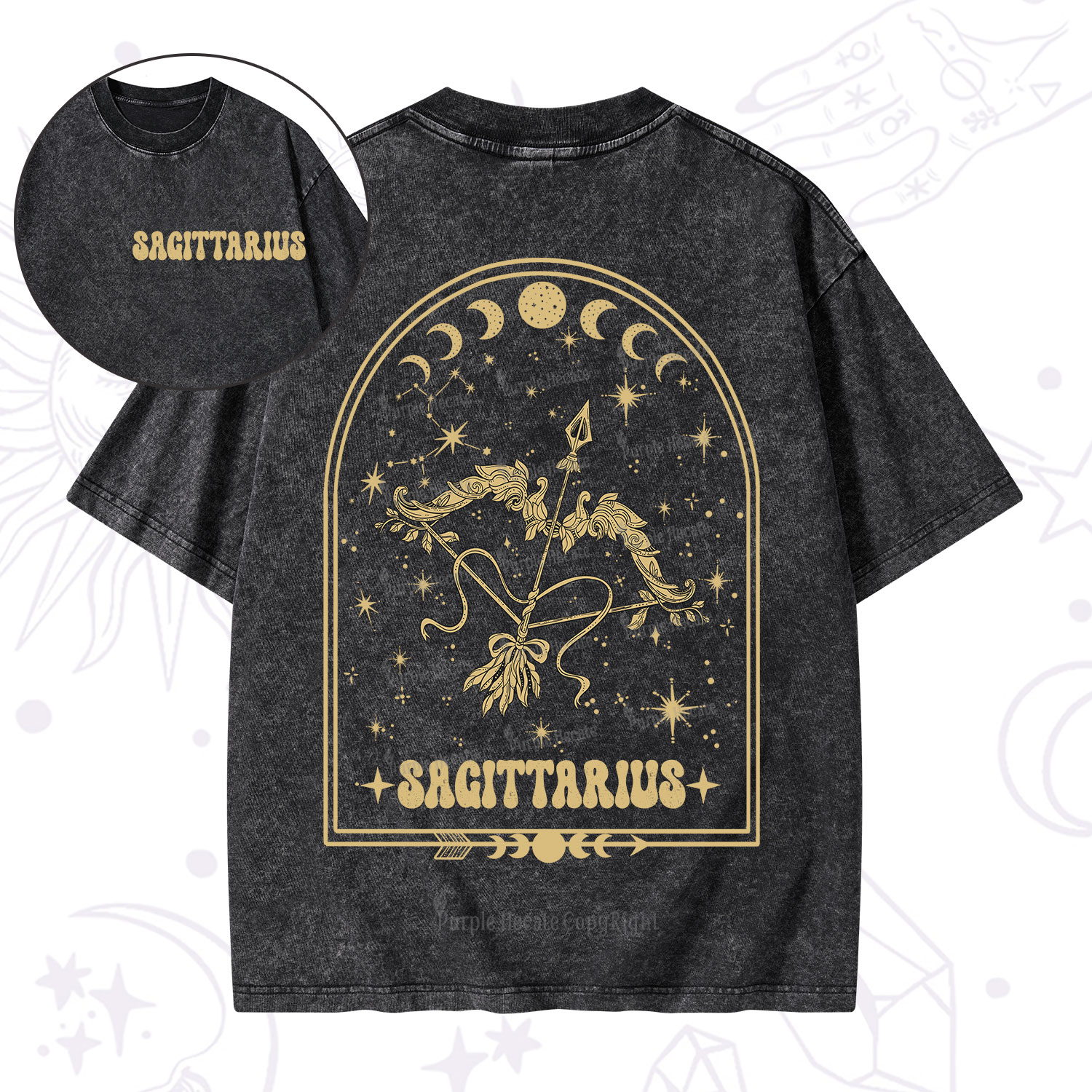 Purplehecate Zodiac Sagittarius Under the Stars Washed T-Shirt