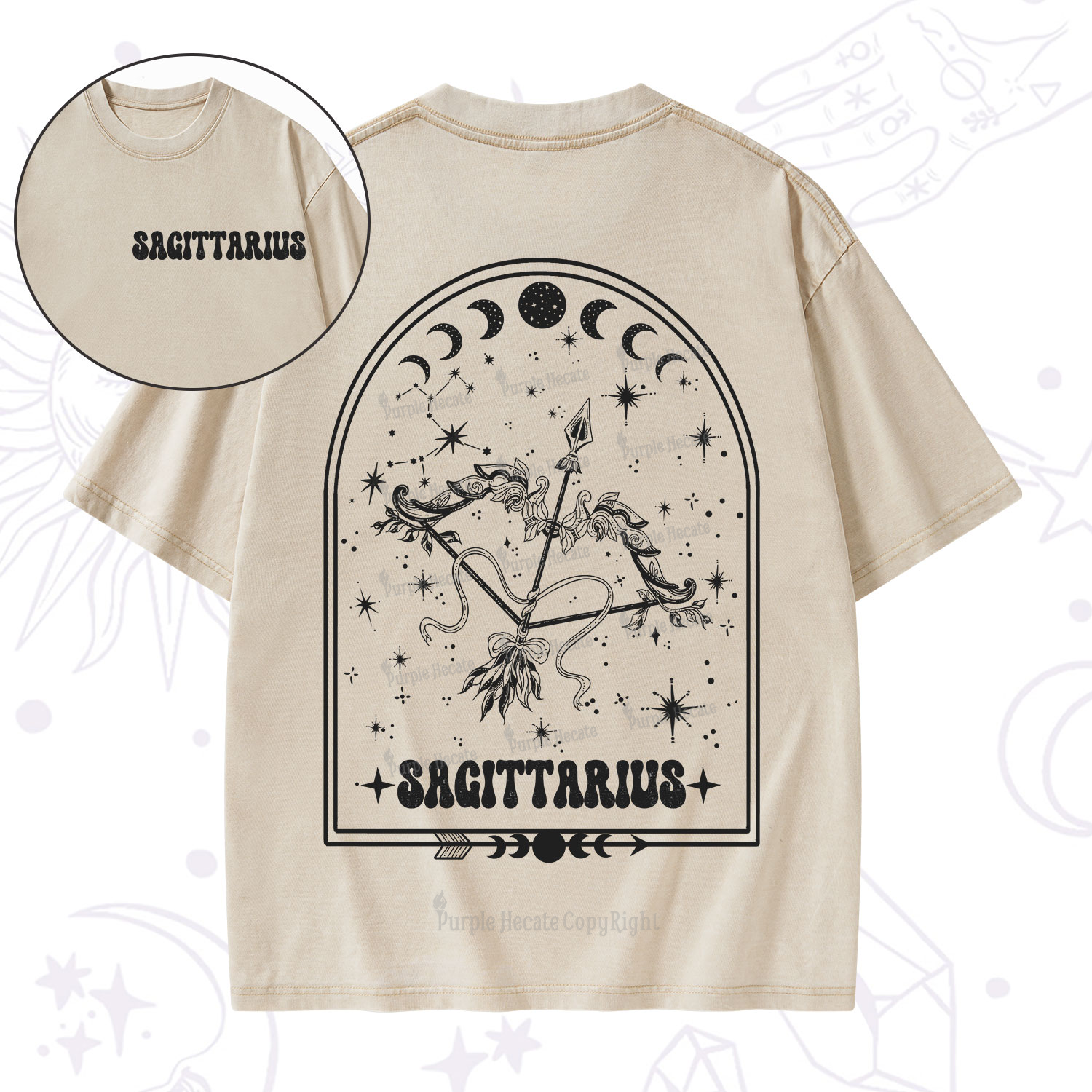 Purplehecate Zodiac Sagittarius Under the Stars Washed T-Shirt