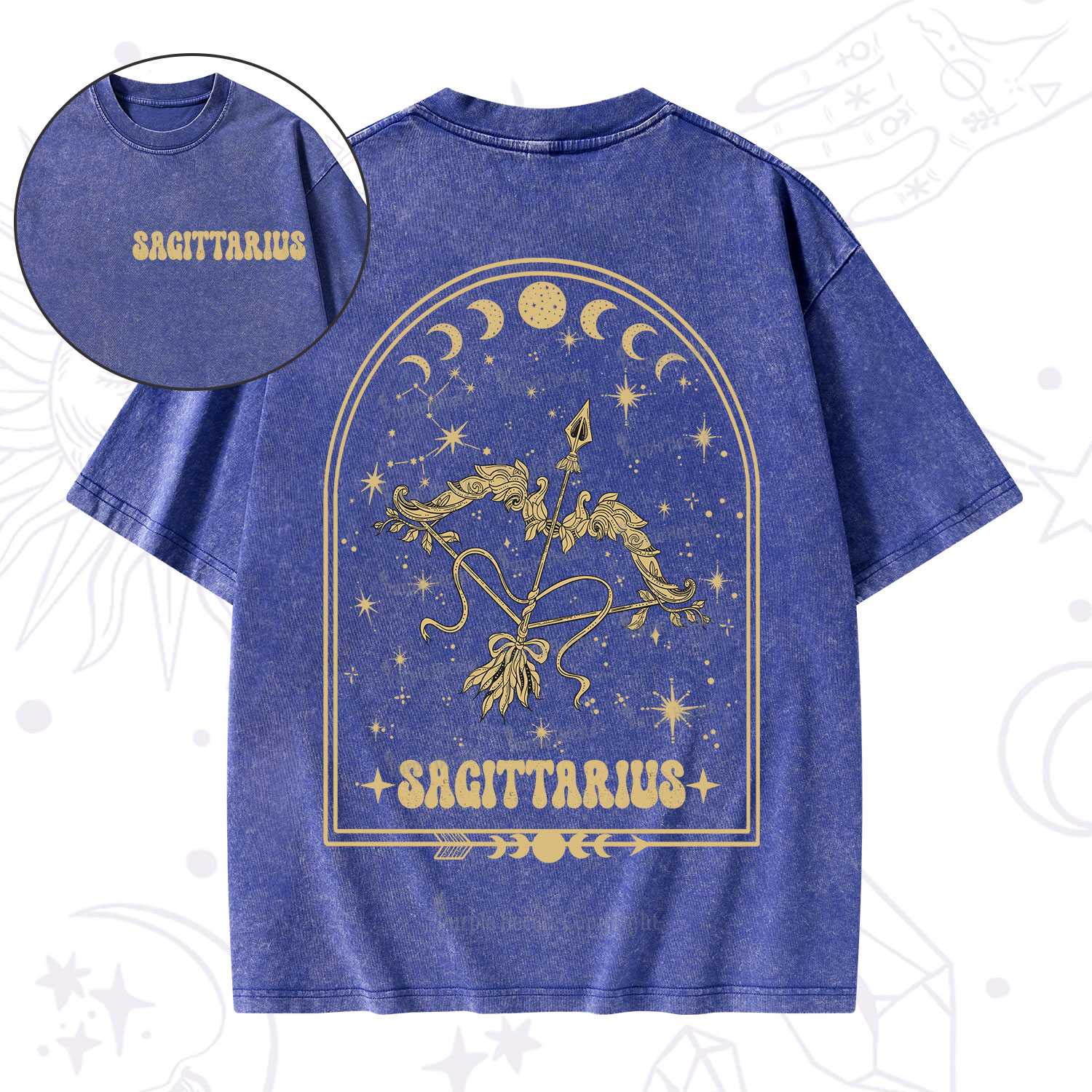 Purplehecate Zodiac Sagittarius Under the Stars Washed T-Shirt