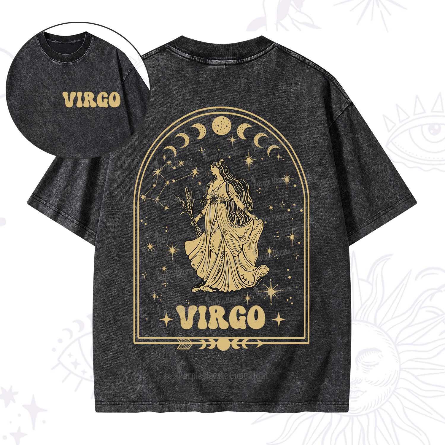 Purplehecate Zodiac Virgo Under the Stars Washed T-Shirt