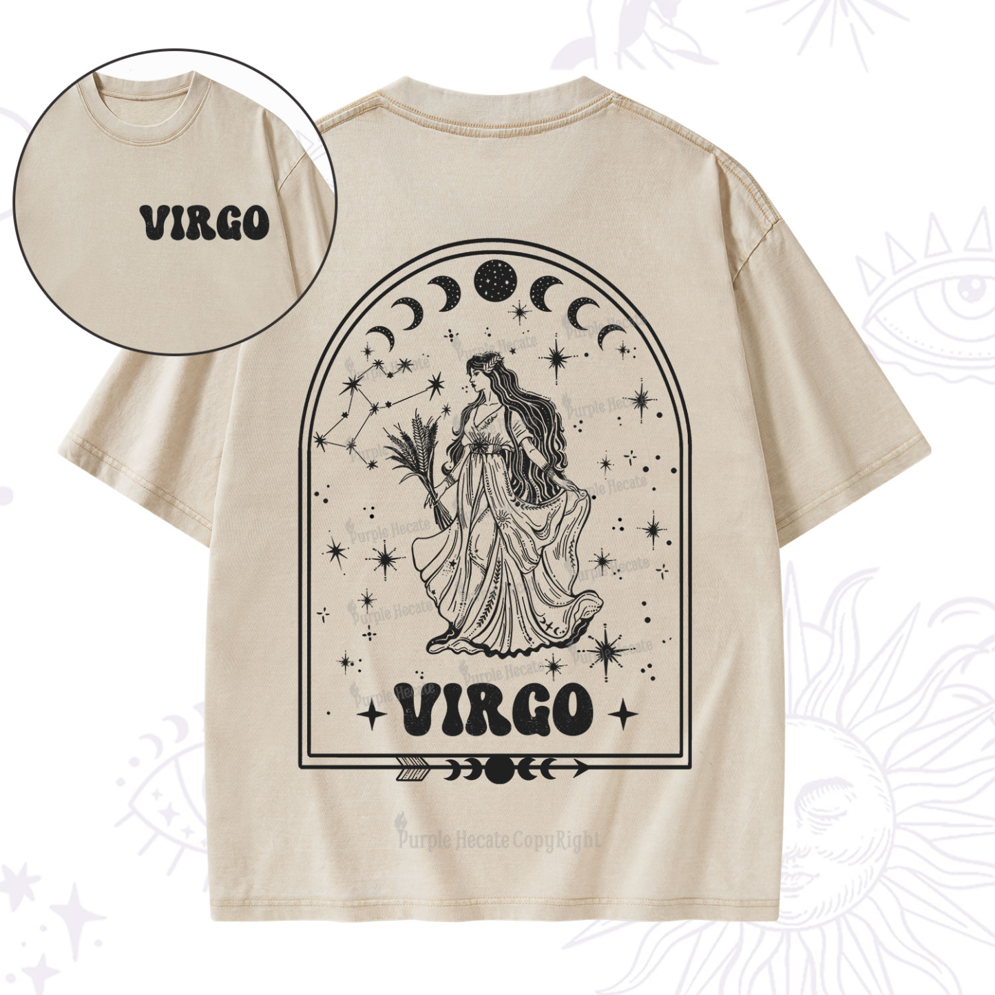 Purplehecate Zodiac Virgo Under the Stars Washed T-Shirt