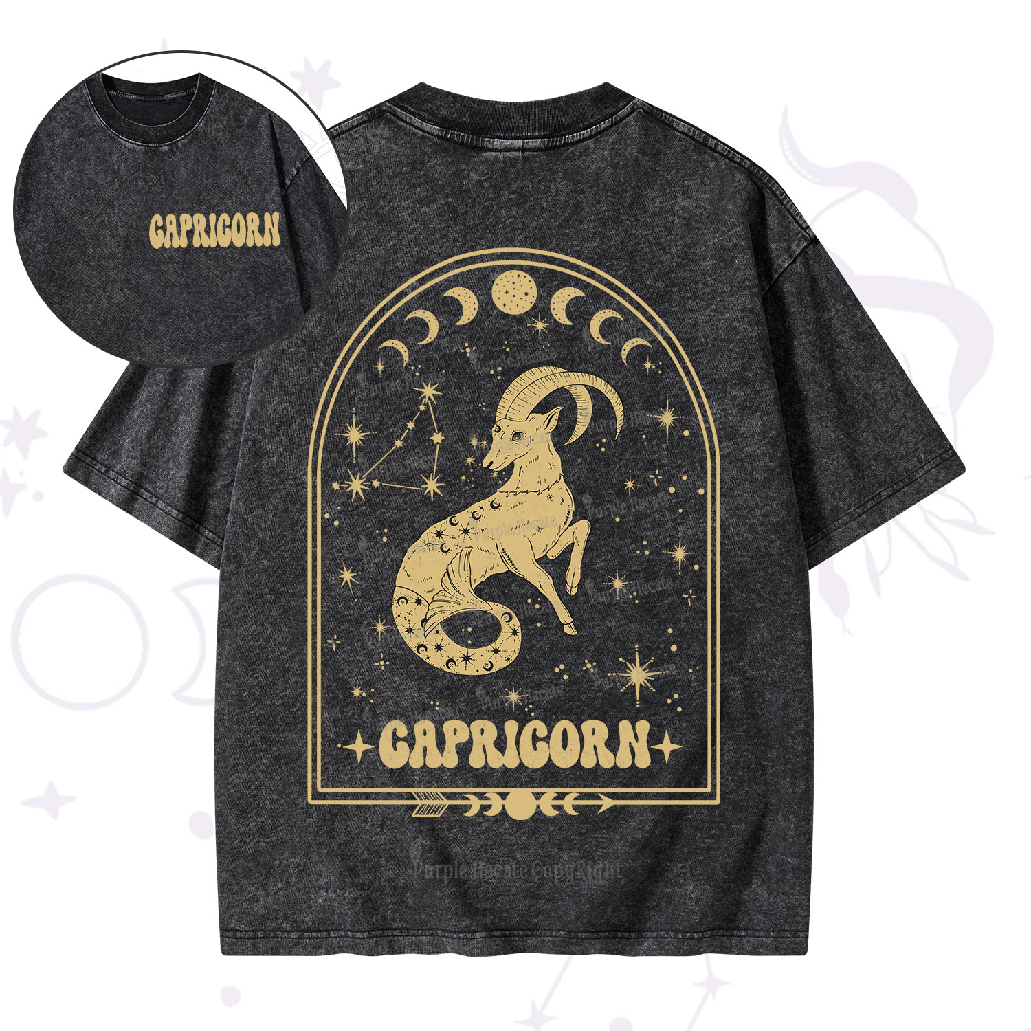 Purplehecate Zodiac Capricorn Under the Stars Washed T-Shirt