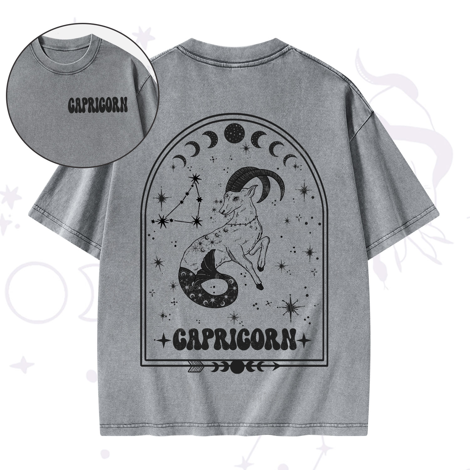 Purplehecate Zodiac Capricorn Under the Stars Washed T-Shirt