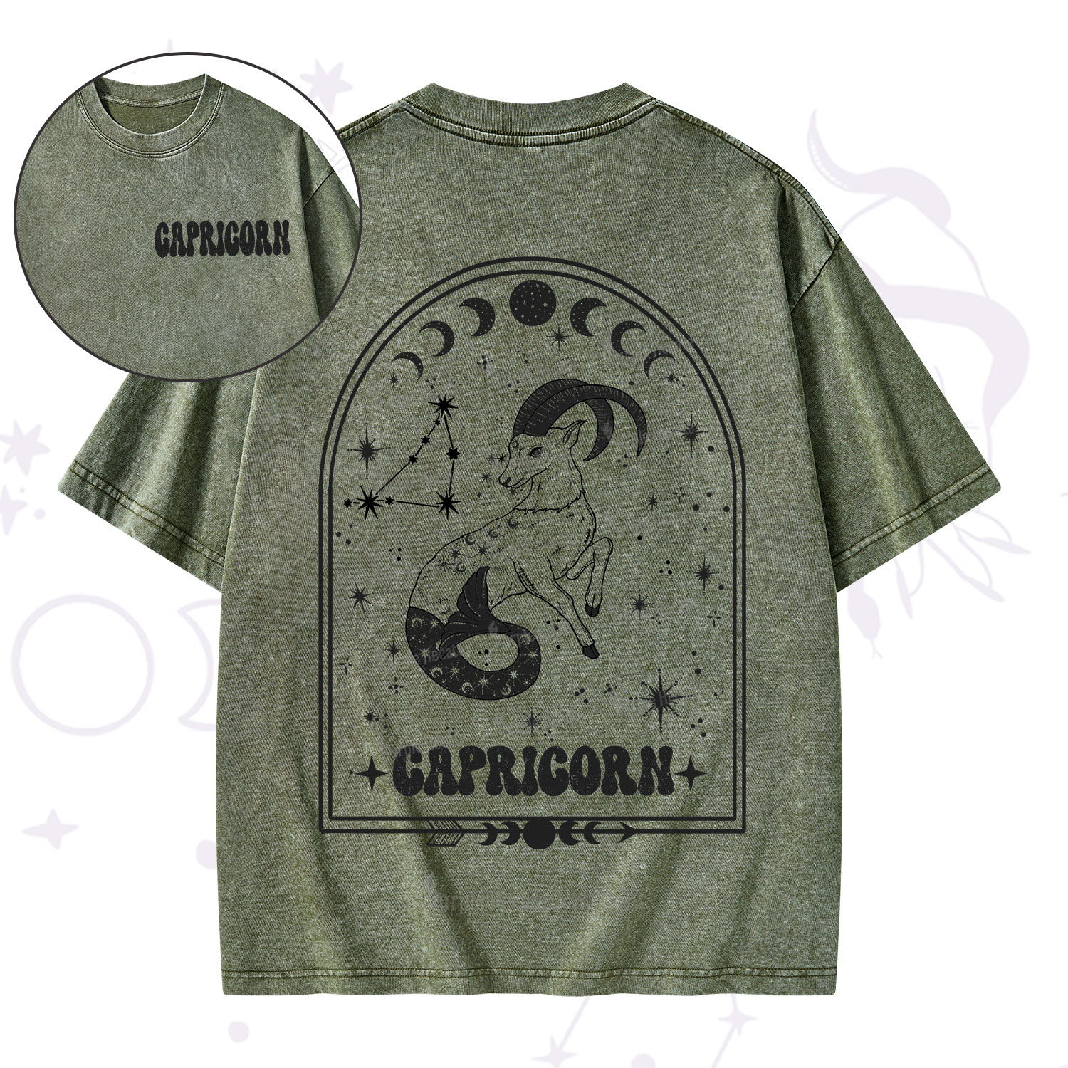 Purplehecate Zodiac Capricorn Under the Stars Washed T-Shirt