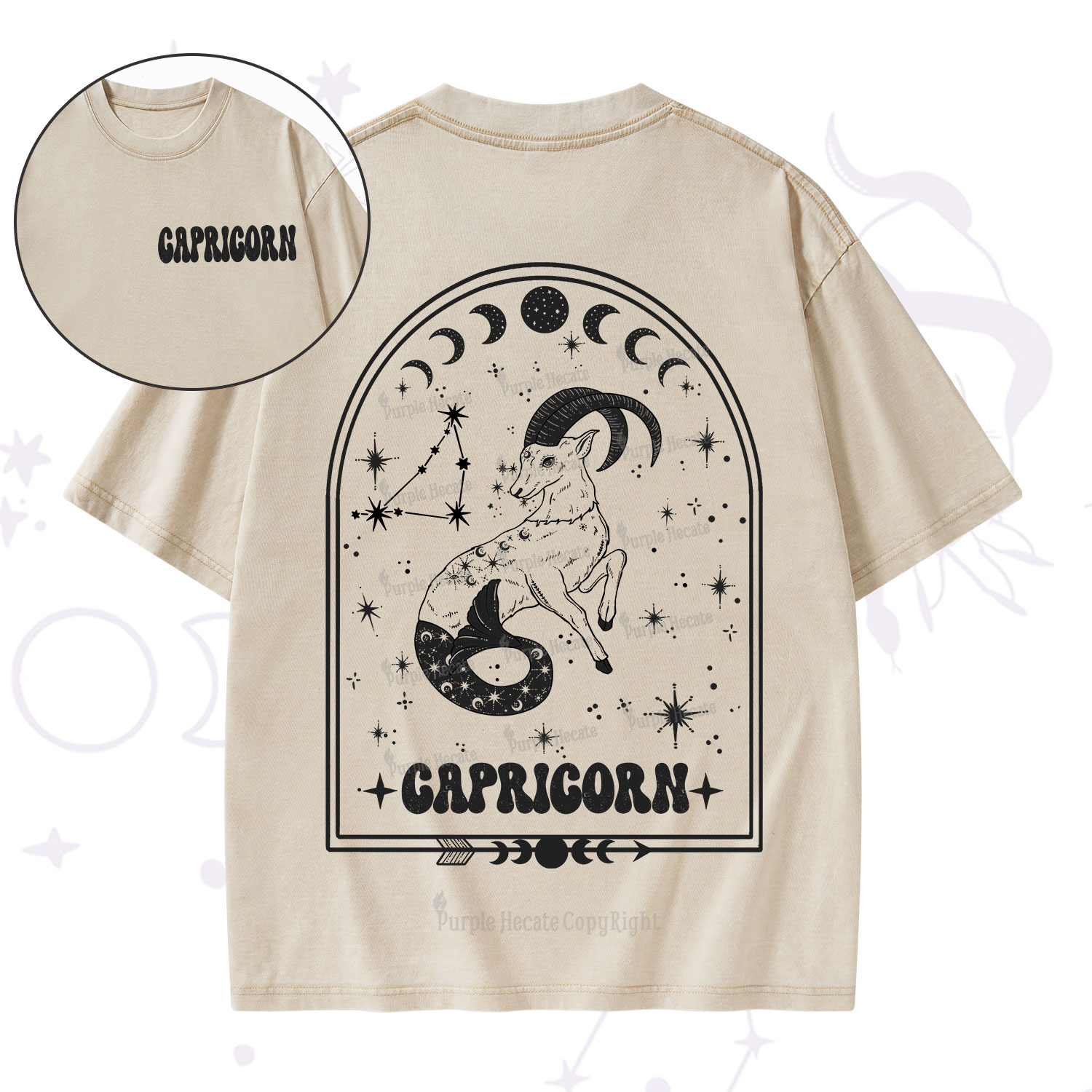 Purplehecate Zodiac Capricorn Under the Stars Washed T-Shirt