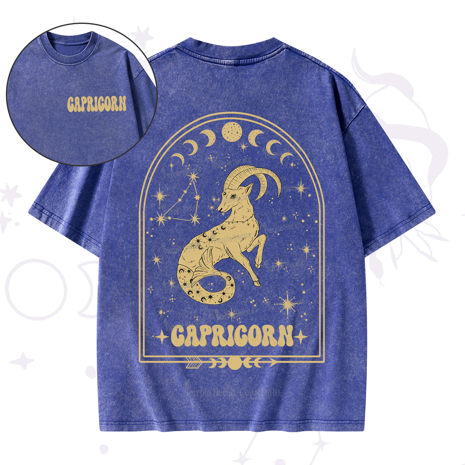 Purplehecate Zodiac Capricorn Under the Stars Washed T-Shirt