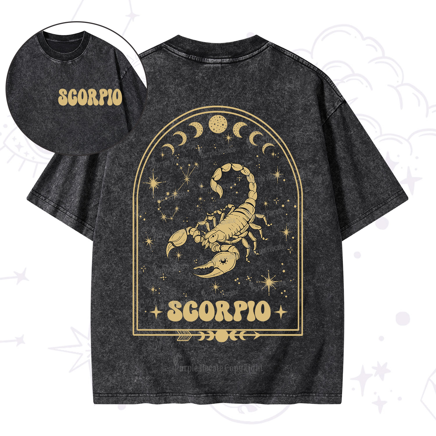 Purplehecate Zodiac Scorpio Under the Stars Washed T-Shirt
